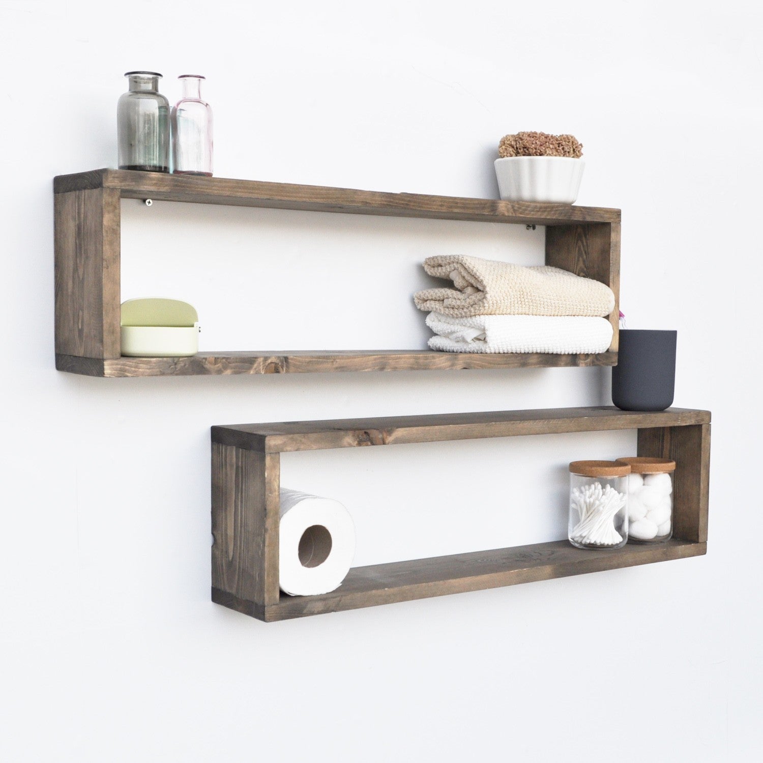 Prateleira de parede – 70cm x 20cm x 12cm – noz – madeira de abeto