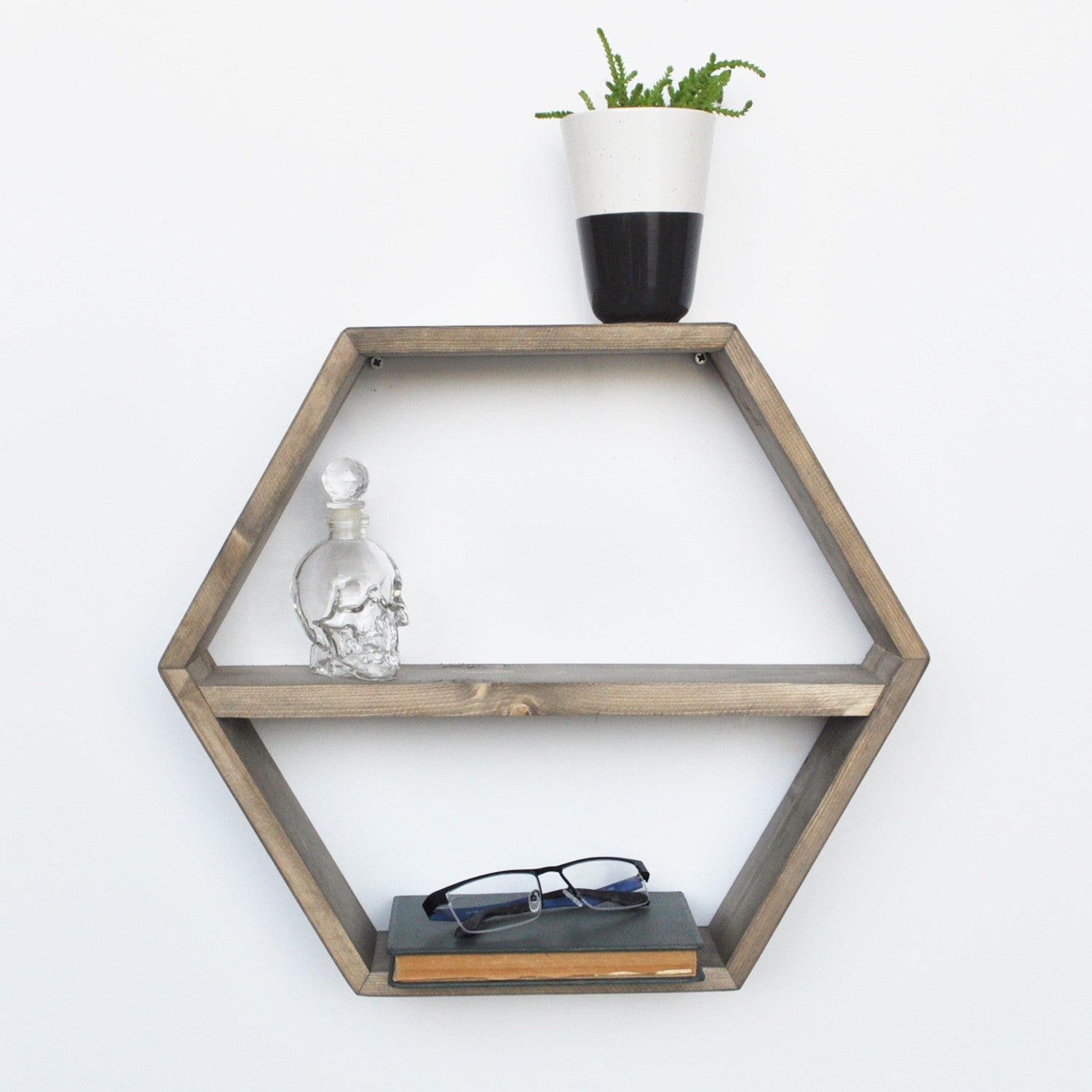 Prateleira de parede – 42 cm x 37 cm x 9 cm – nogueira – madeira de abeto