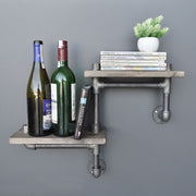 Prateleira de parede feita à mão – 55 cm x 30 cm x 14 cm – Nogueira e preta – 100% madeira de abeto e metal