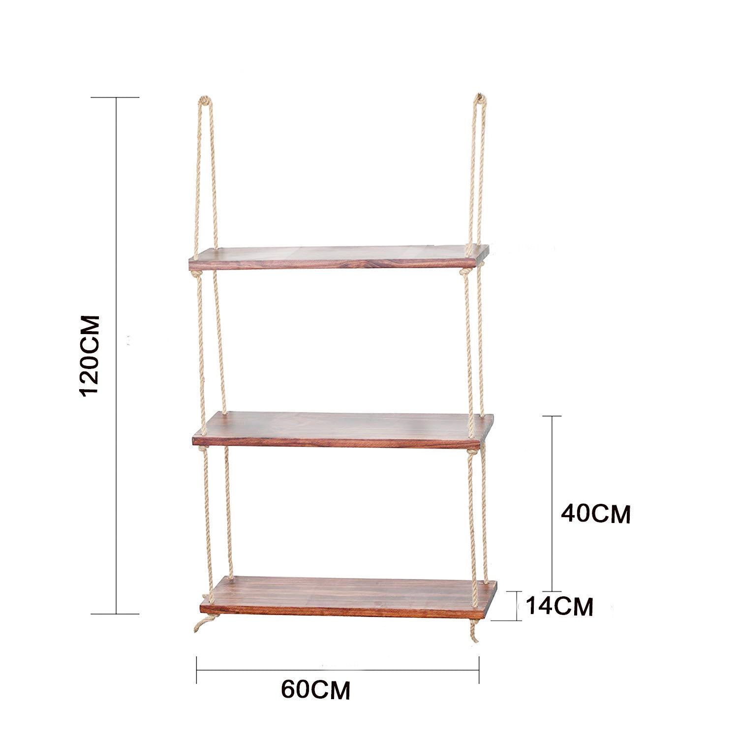 Prateleira de parede – 60 cm x 120 cm x 14 cm – cor nogueira – madeira de abeto