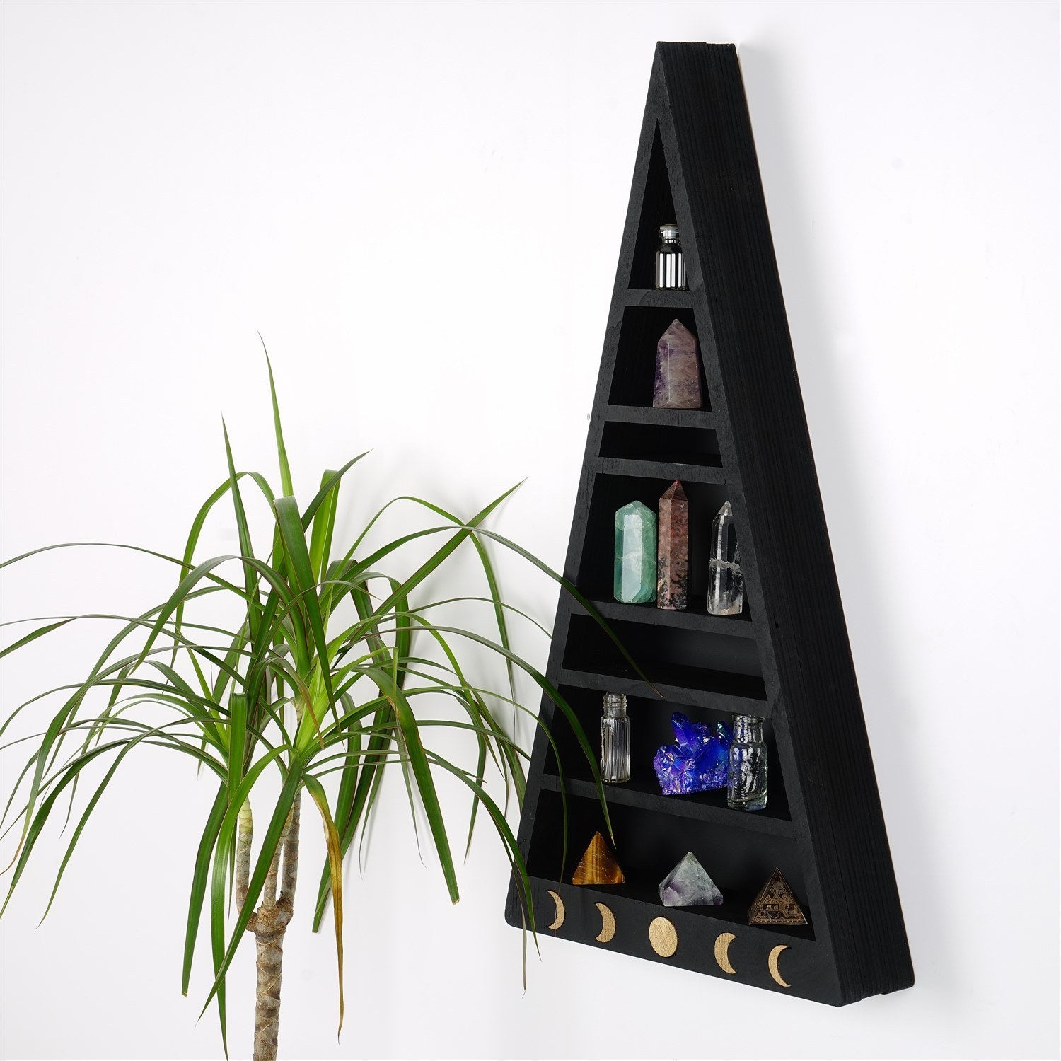 Prateleira de parede – 26 cm x 50 cm x 6 cm – Preto – Madeira maciça