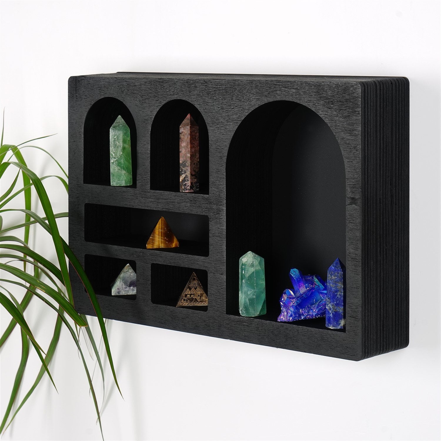 Prateleira de parede em madeira maciça – 35cm x 23cm x 6cm – preto