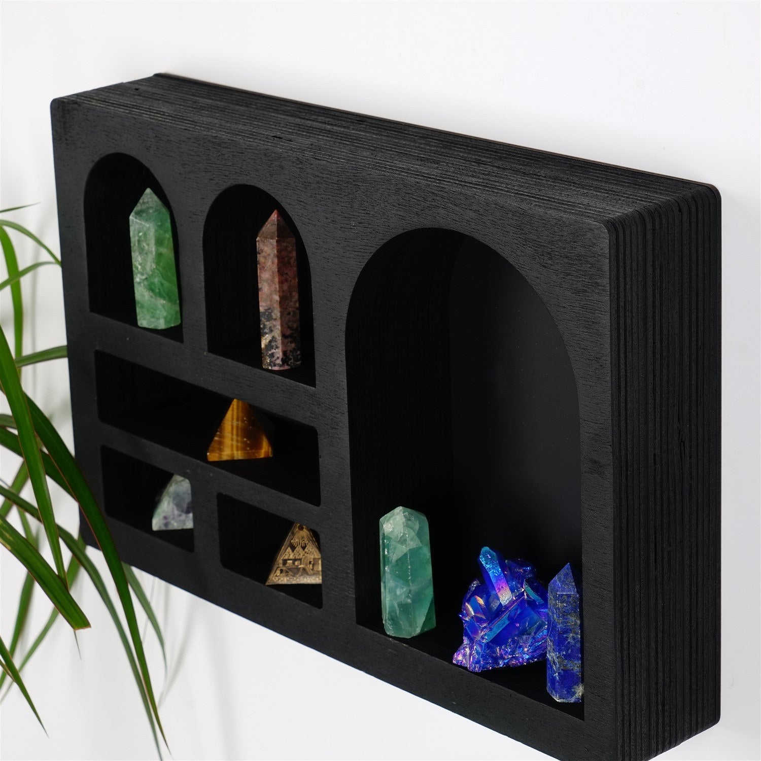 Prateleira de parede em madeira maciça – 35cm x 23cm x 6cm – preto