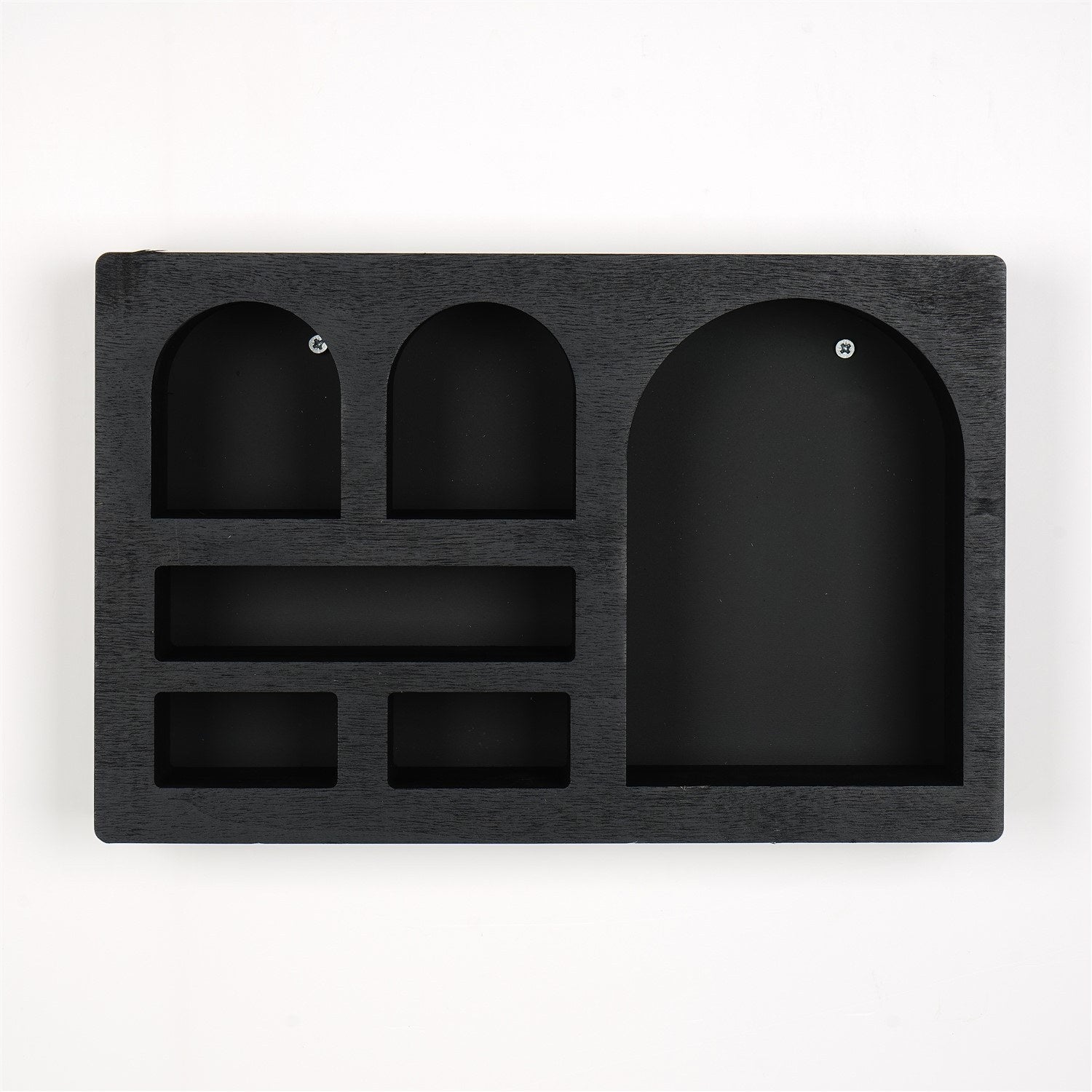 Prateleira de parede em madeira maciça – 35cm x 23cm x 6cm – preto