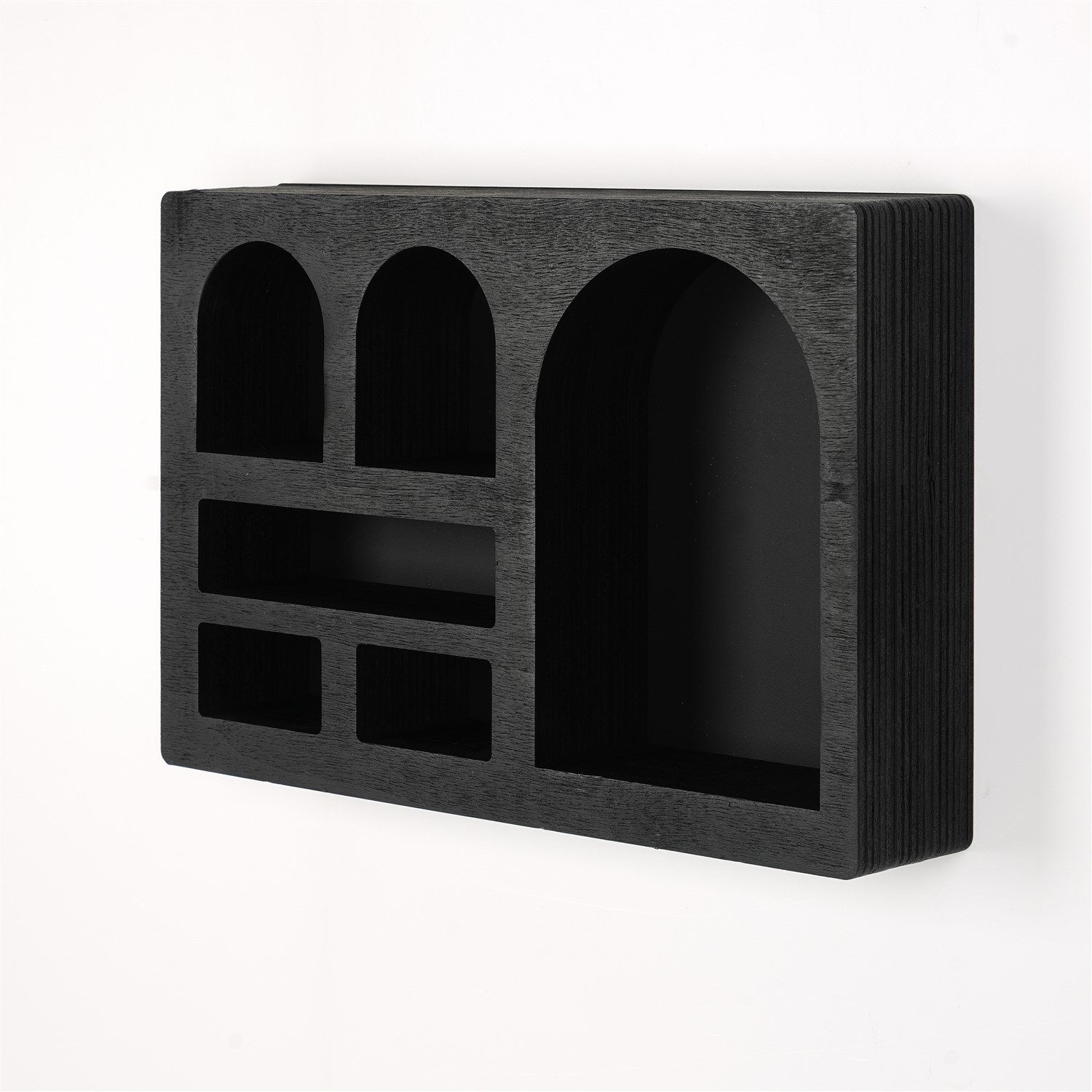 Prateleira de parede em madeira maciça – 35cm x 23cm x 6cm – preto