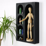 Prateleira de parede em madeira maciça – 26 cm x 40 cm x 6 cm – Preto