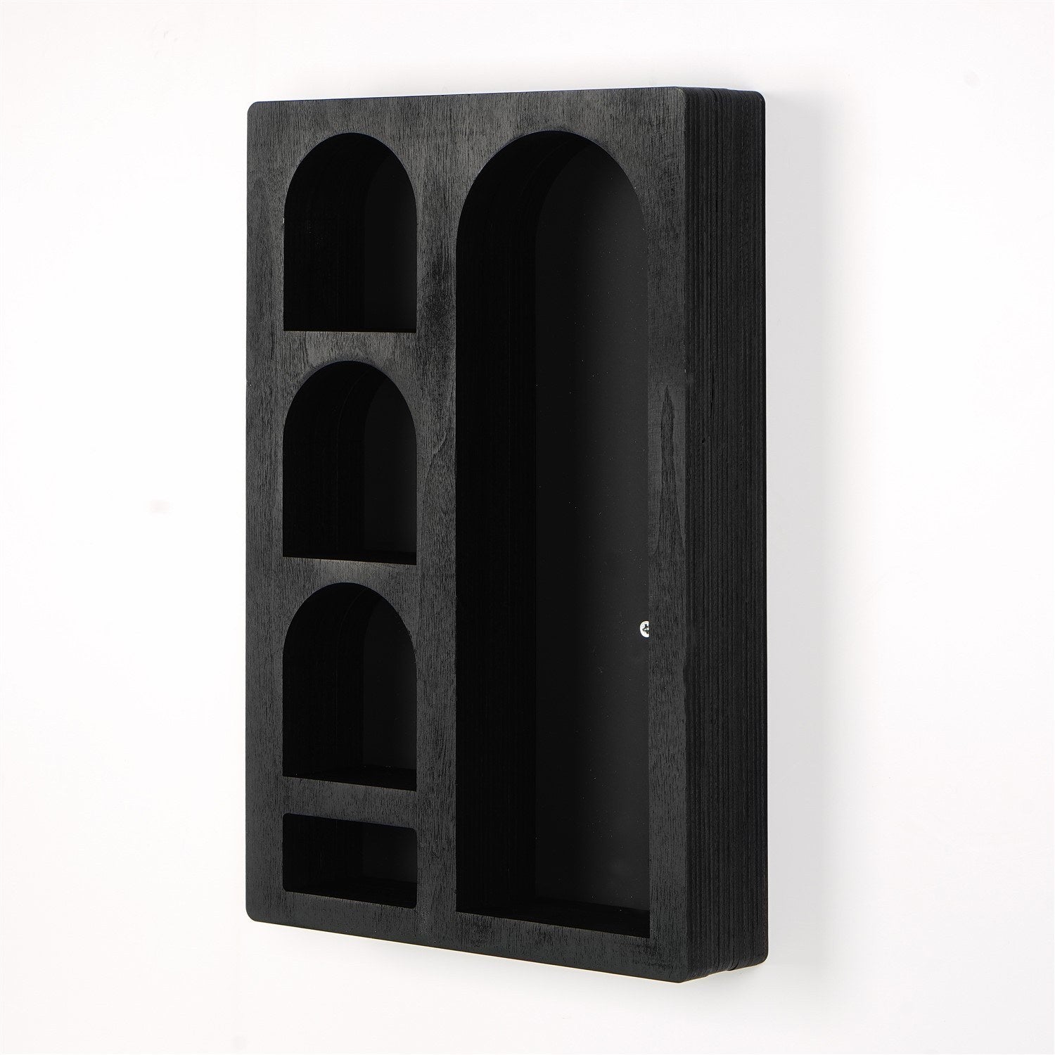 Prateleira de parede em madeira maciça – 26 cm x 40 cm x 6 cm – Preto