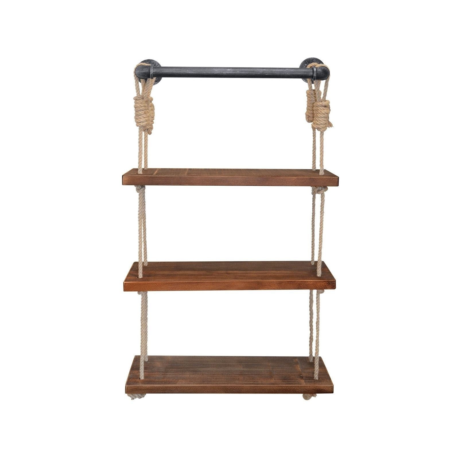 Prateleira de parede – 60cm x 120cm x 13cm – Nogueira e Preto – Madeira de abeto e metal