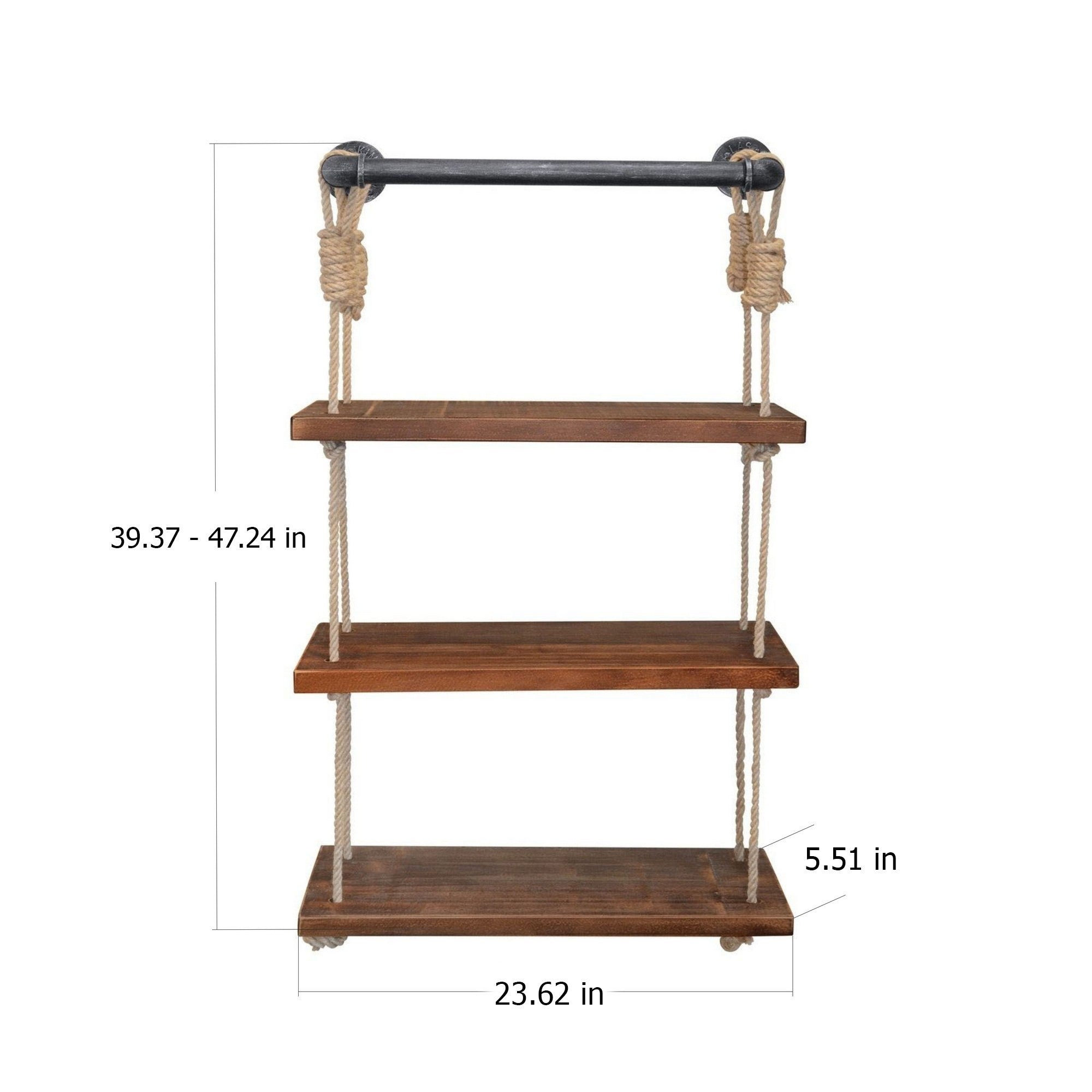 Prateleira de parede – 60cm x 120cm x 13cm – Nogueira e Preto – Madeira de abeto e metal