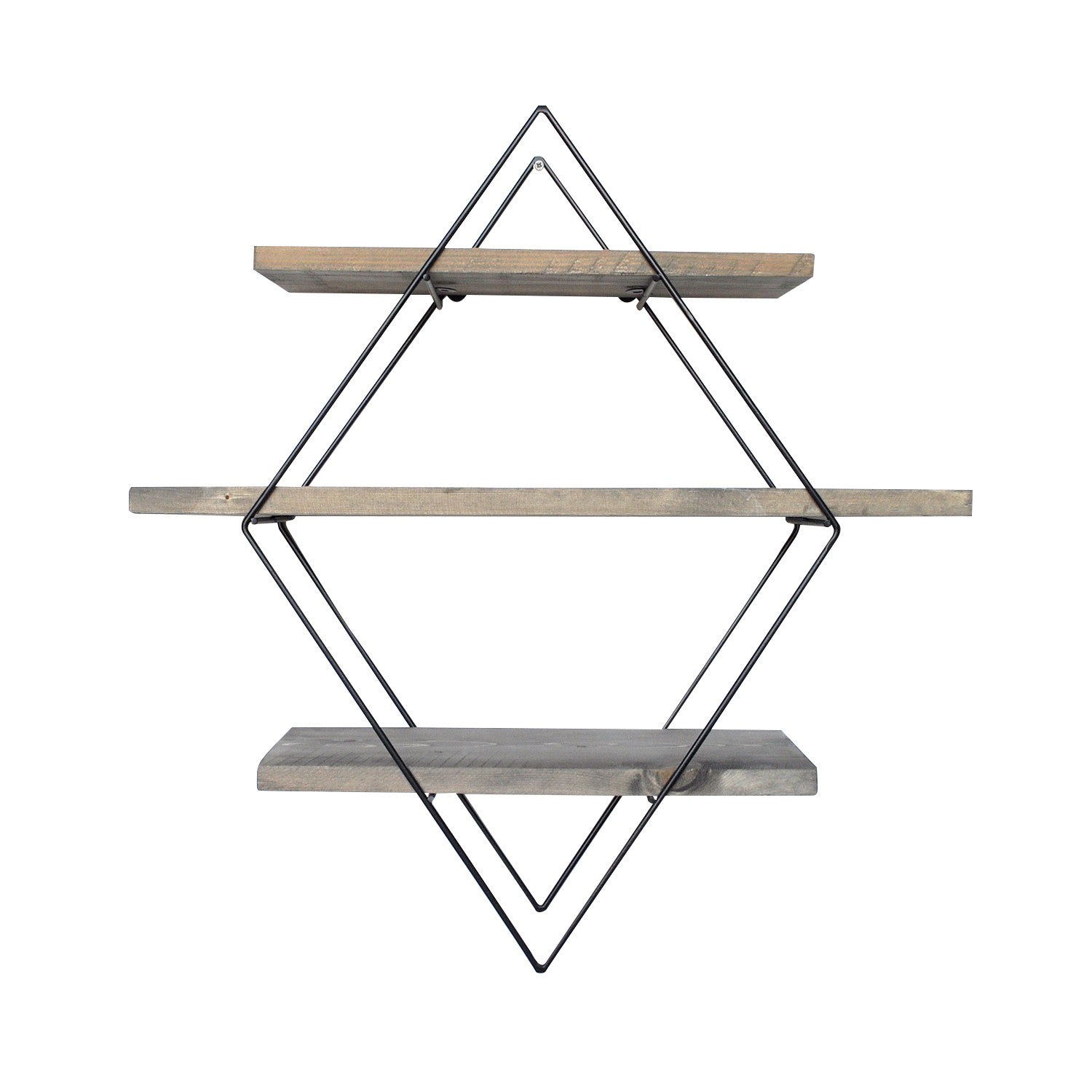 Prateleira decorativa de parede – 60 cm x 60 cm x 14 cm – Nogueira e Preto – Madeira de Abeto