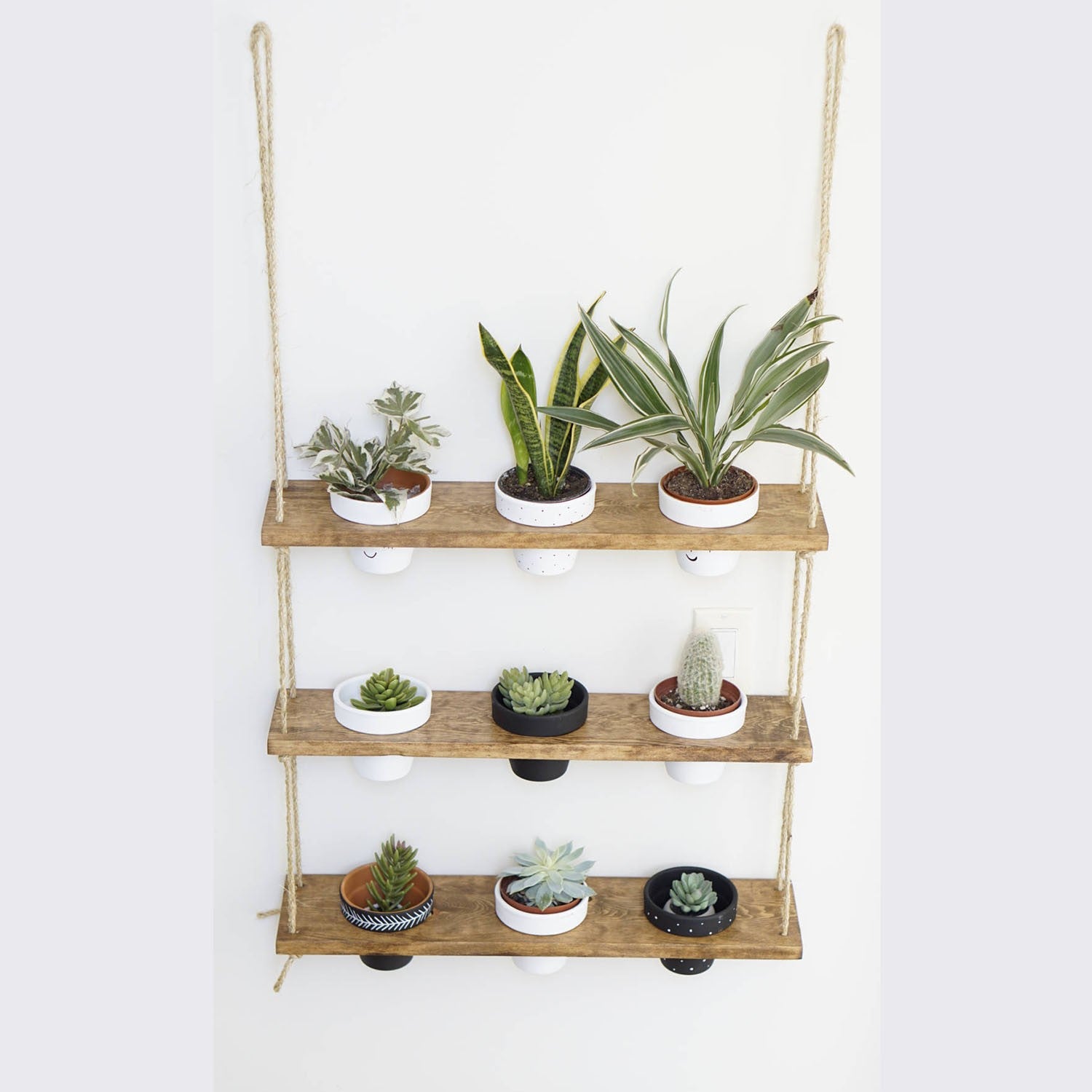 Prateleira de parede de madeira de abeto – 60 cm x 13 cm x 1,3 cm – cor noz