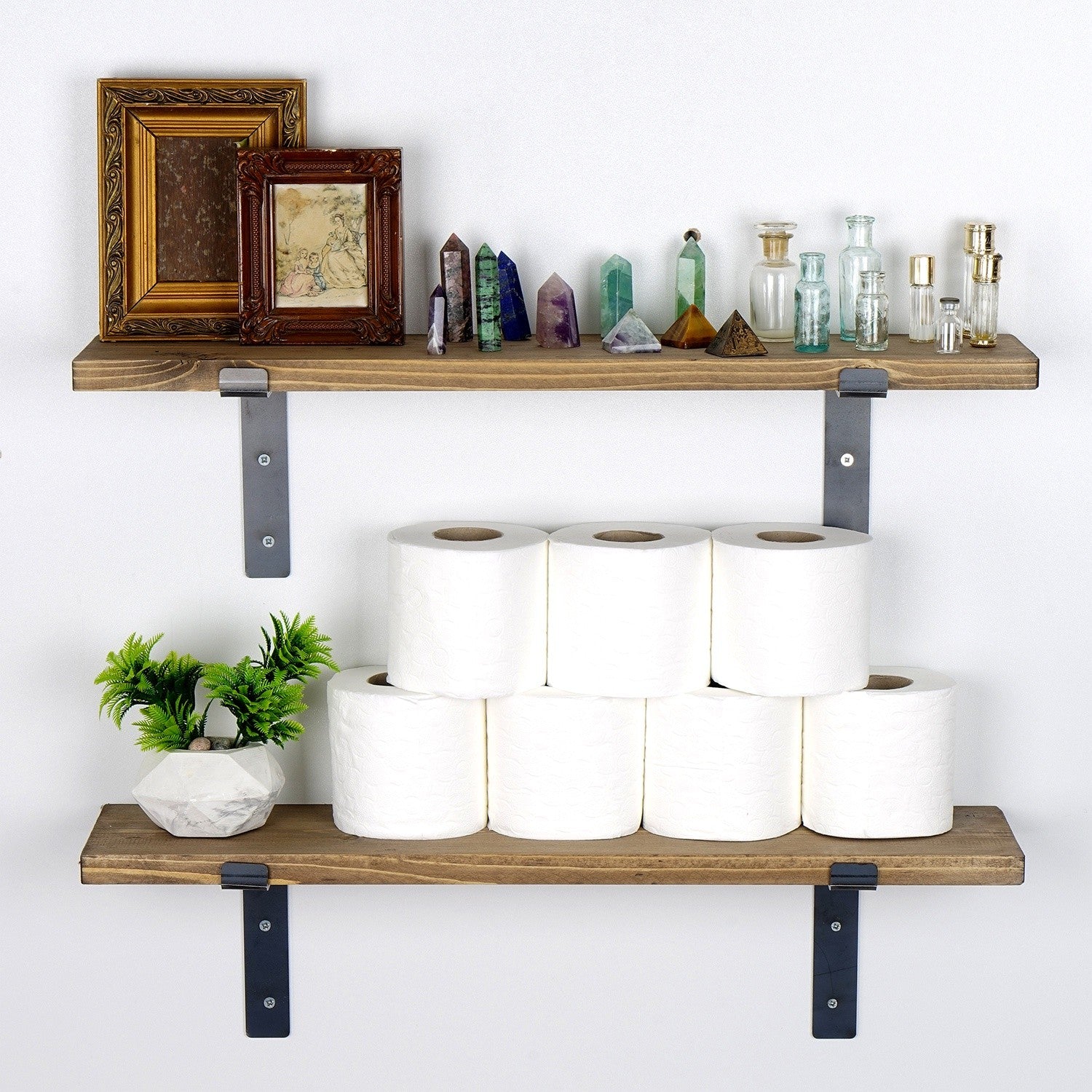 Prateleira de parede decorativa em madeira – 60 cm x 16 cm x 14 cm – Nogueira Preta