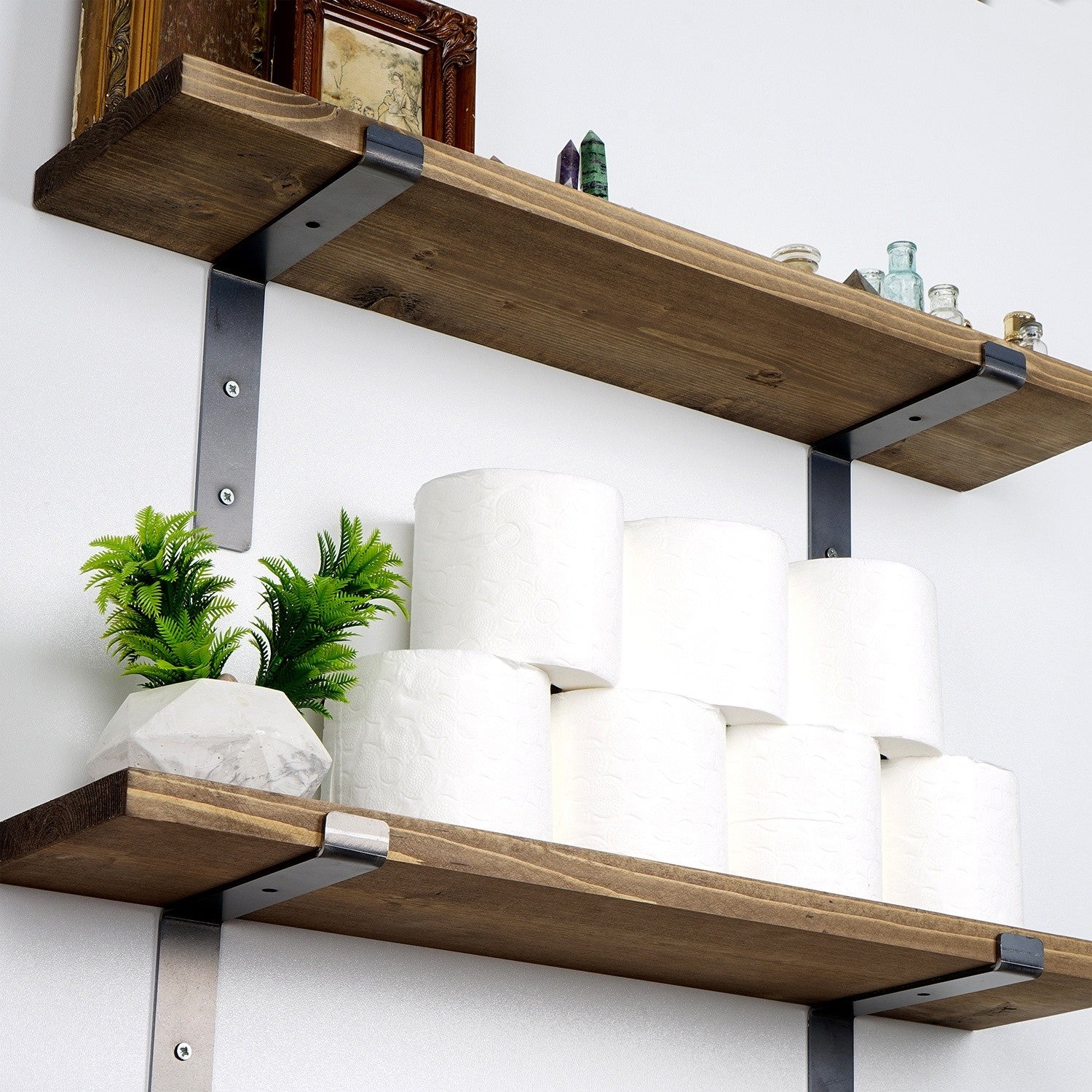 Prateleira de parede decorativa em madeira – 60 cm x 16 cm x 14 cm – Nogueira Preta