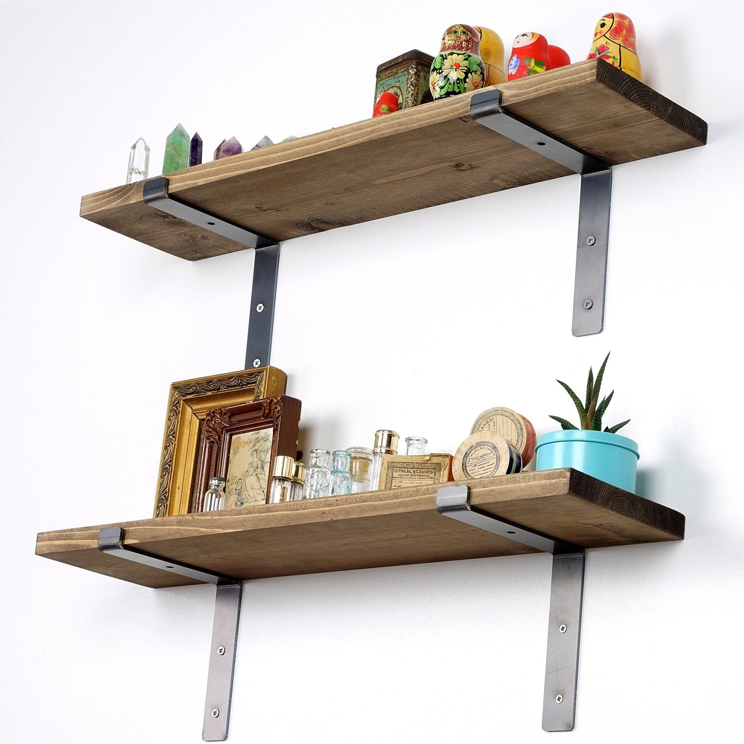 Prateleira de parede decorativa em madeira – 60cm x 16cm x 14cm – Nogueira Preta