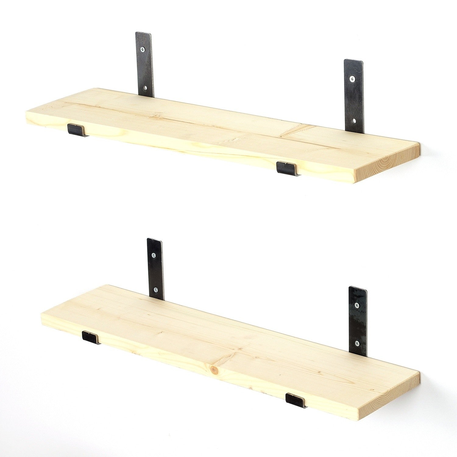 Prateleira de parede decorativa em madeira – 60 cm x 16 cm x 14 cm – Preto e Carvalho – 100% Madeira de Abeto