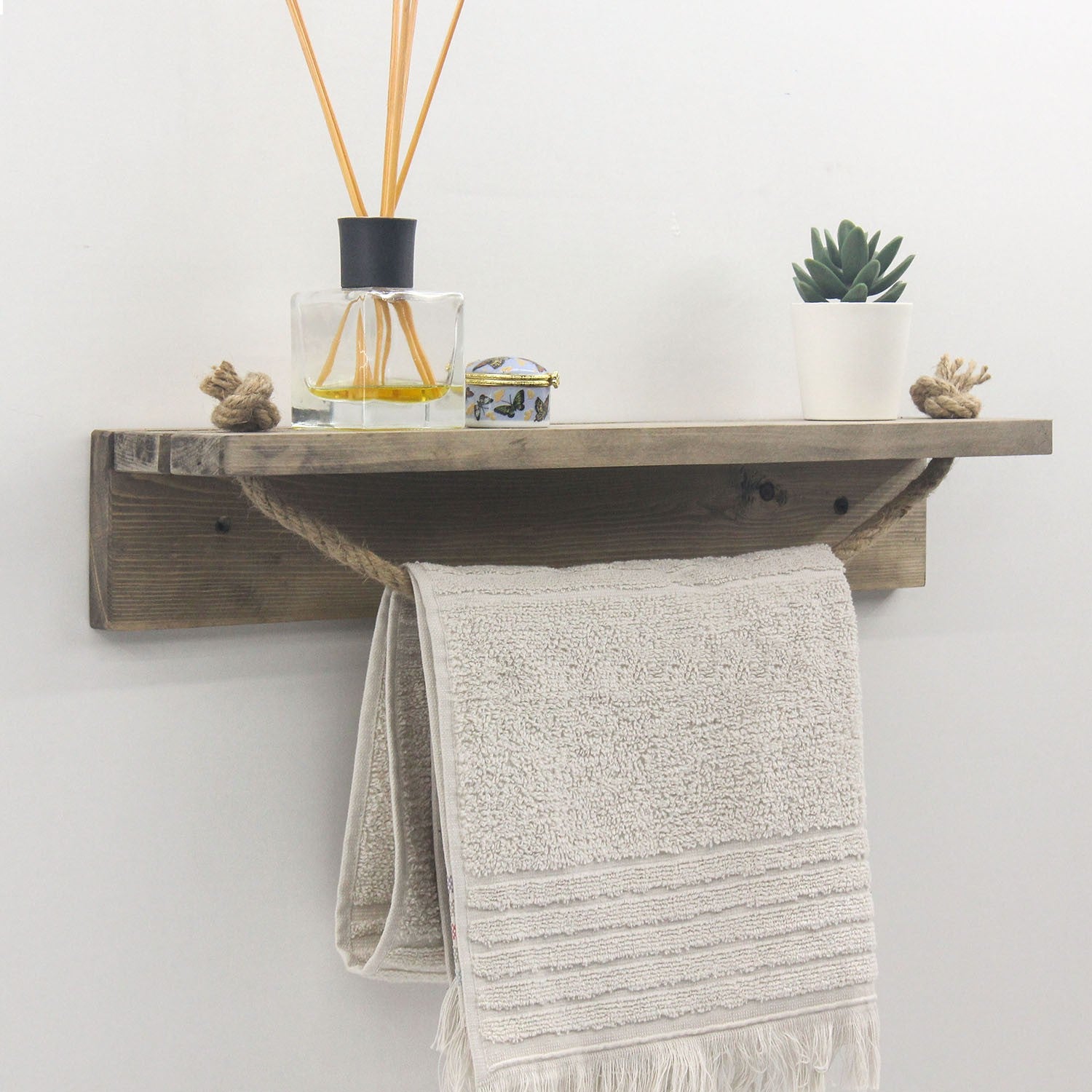 Prateleira de parede em madeira de abeto – 50cm x 10cm x 9cm – nogueira