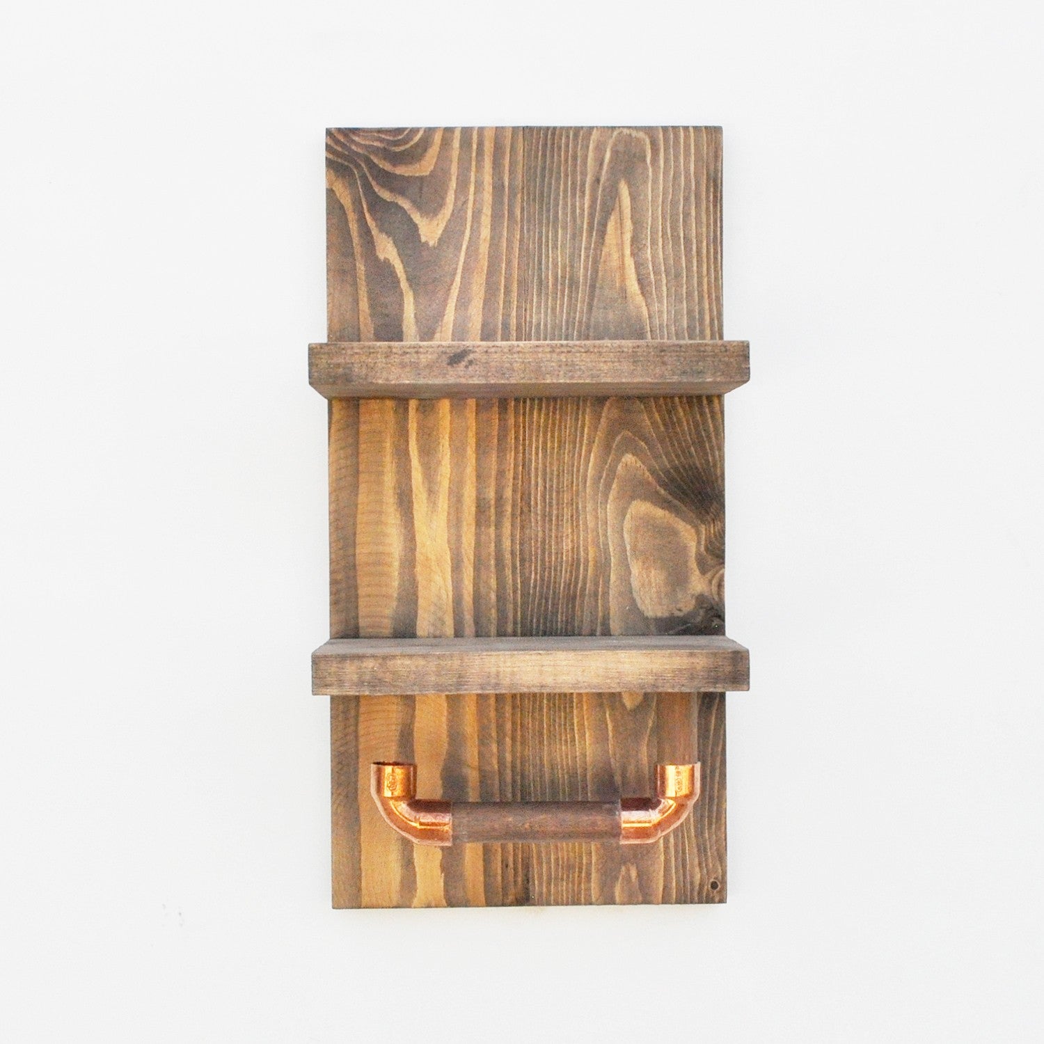 Prateleira de parede de madeira – 18 cm x 35 cm x 12 cm – nogueira – 100% madeira de abeto