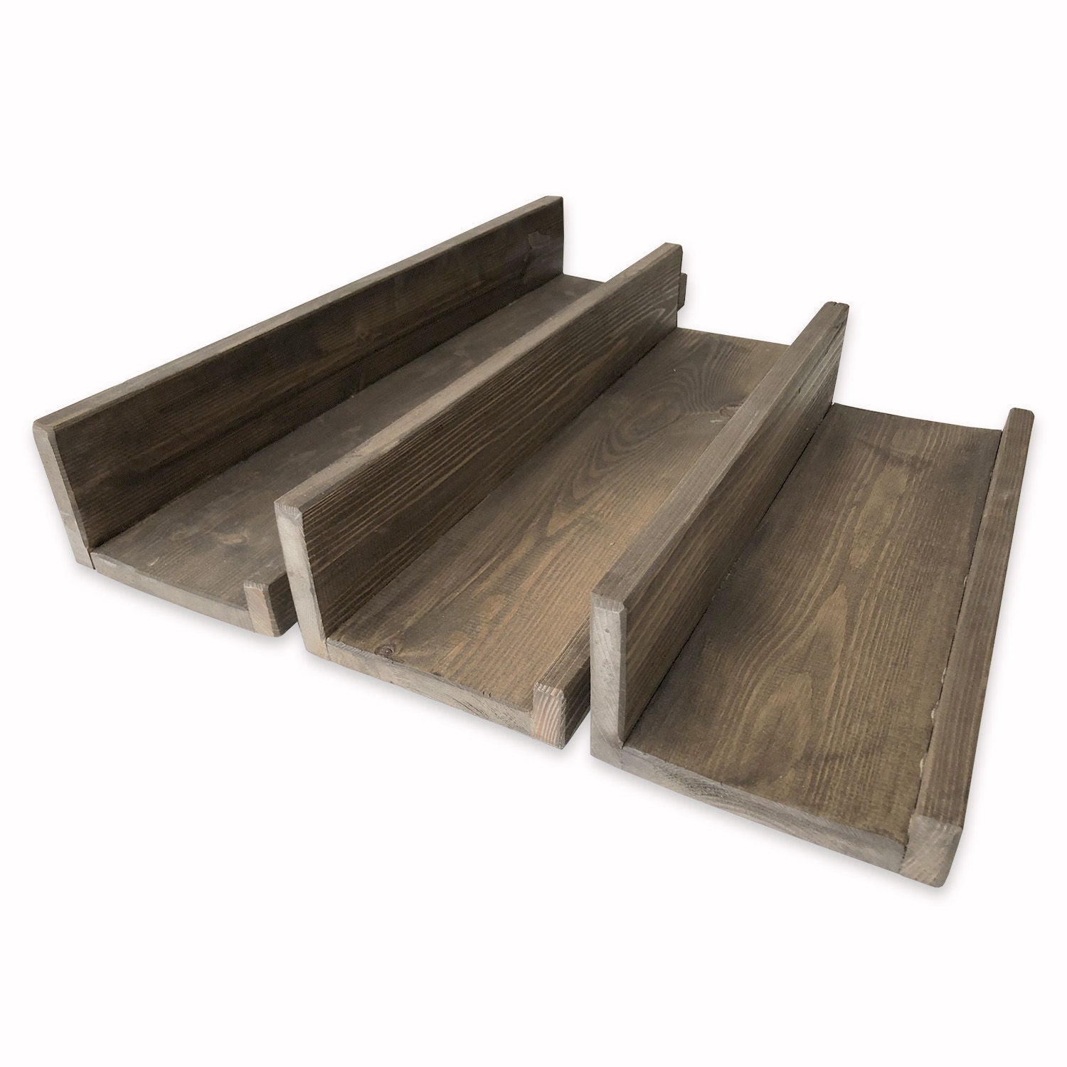 Prateleira de Parede – 60x15x8 cm, 50x15x8 cm, 40x15x8 cm – Nogueira – Madeira Maciça