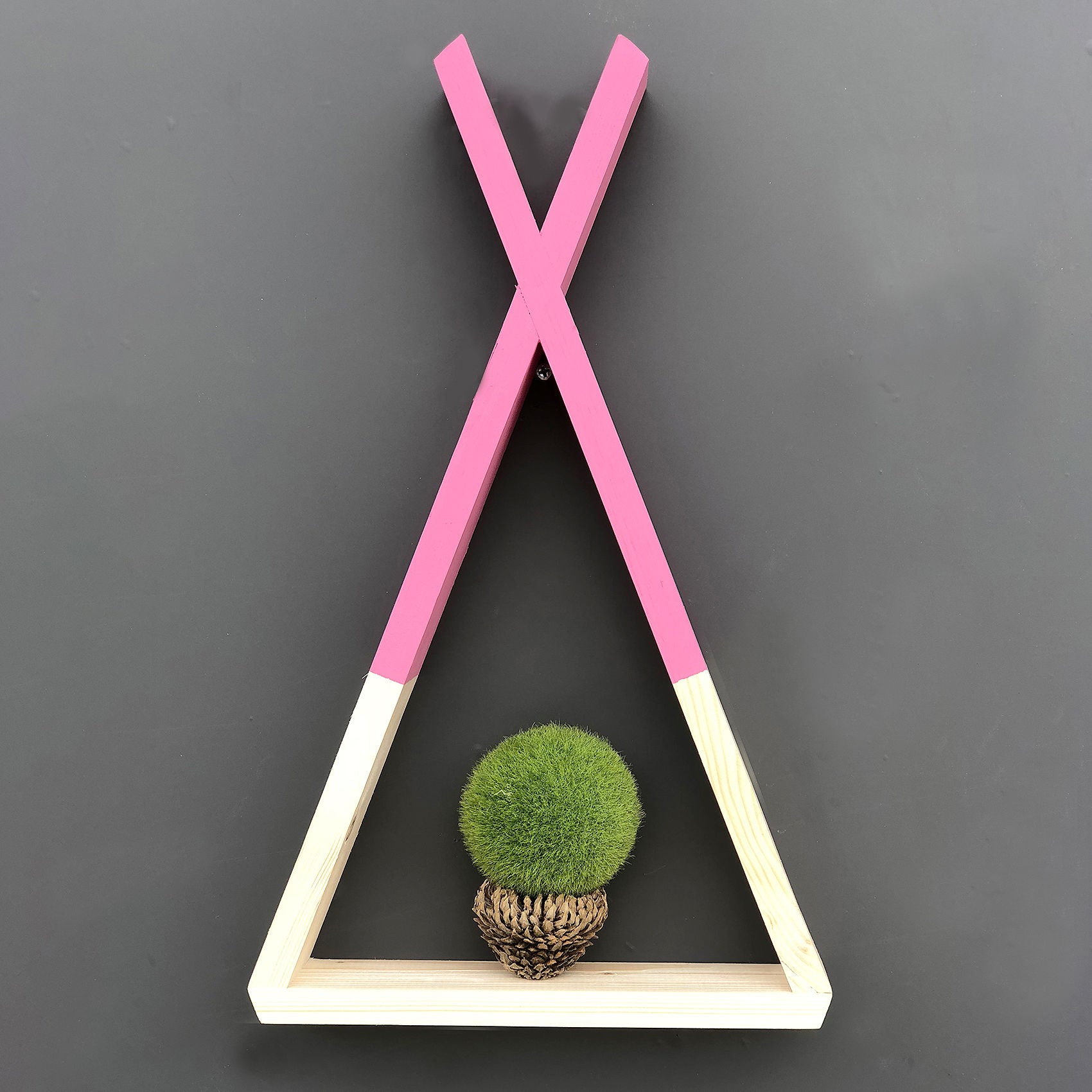 Prateleira de parede – 25cm x 42cm x 6cm – Nogueira e Rosa – Madeira Sólida