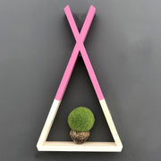 Prateleira de parede – 25cm x 42cm x 6cm – Nogueira e Rosa – Madeira Sólida