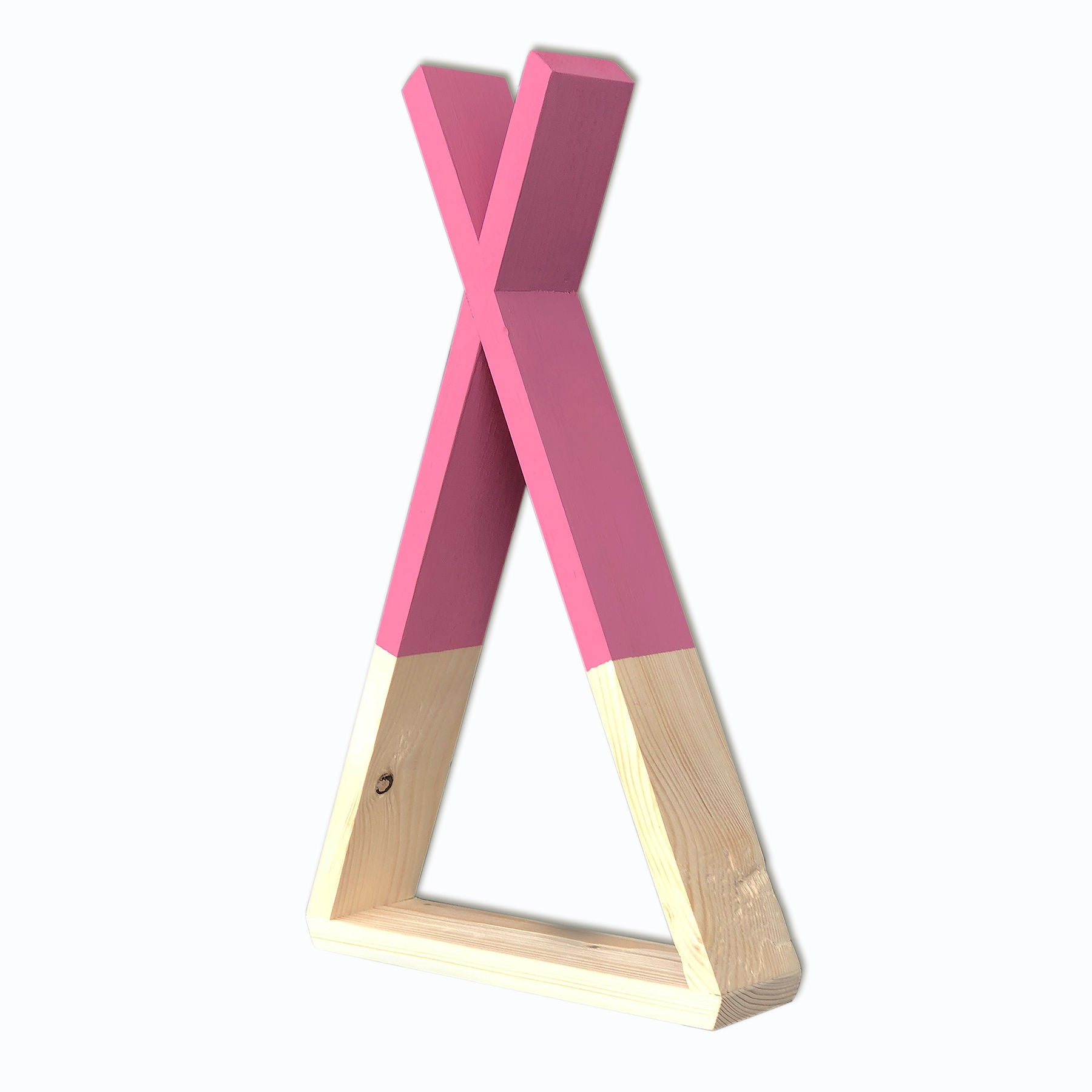 Prateleira de parede – 25cm x 42cm x 6cm – Nogueira e Rosa – Madeira Sólida