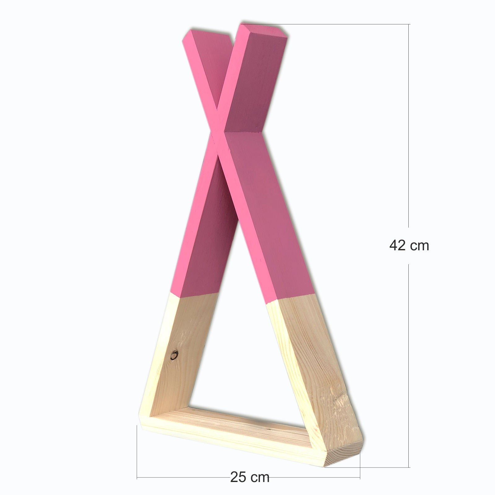 Prateleira de parede – 25cm x 42cm x 6cm – Nogueira e Rosa – Madeira Sólida