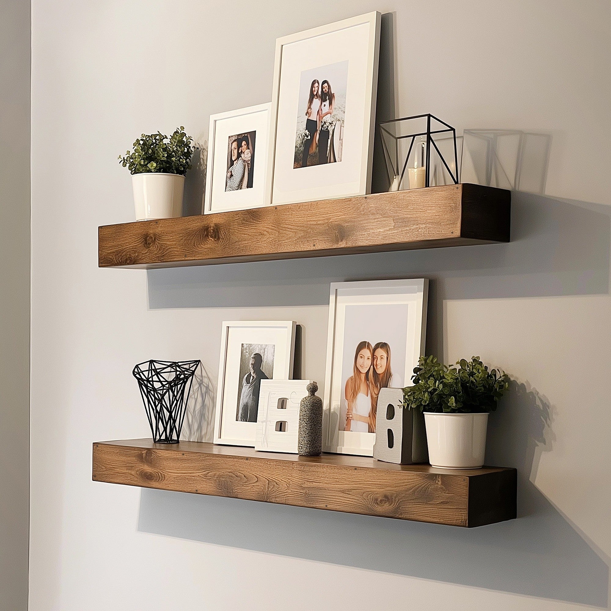 Prateleira de parede decorativa – 60 cm x 13 cm x 11 cm – Cor de madeira – Madeira maciça