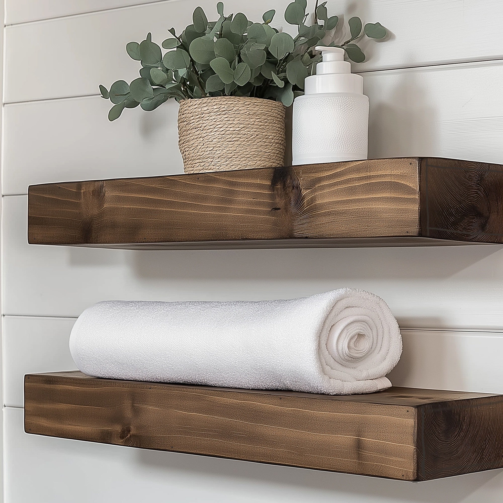 Prateleira de parede decorativa – 60 cm x 13 cm x 11 cm – Cor de madeira – Madeira maciça