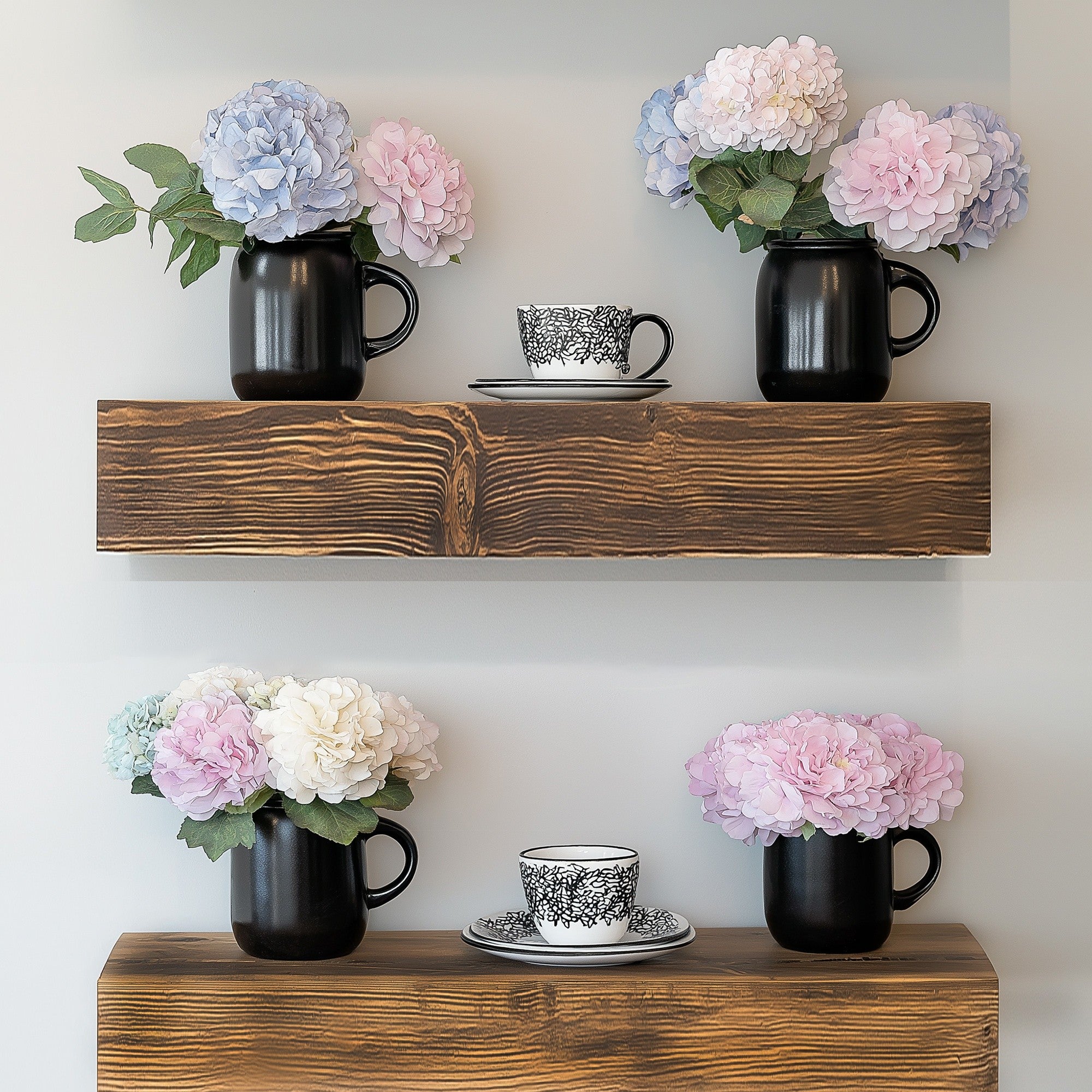 Prateleira de parede decorativa – 13 cm x 60 cm x 11 cm – Cor de madeira – Madeira