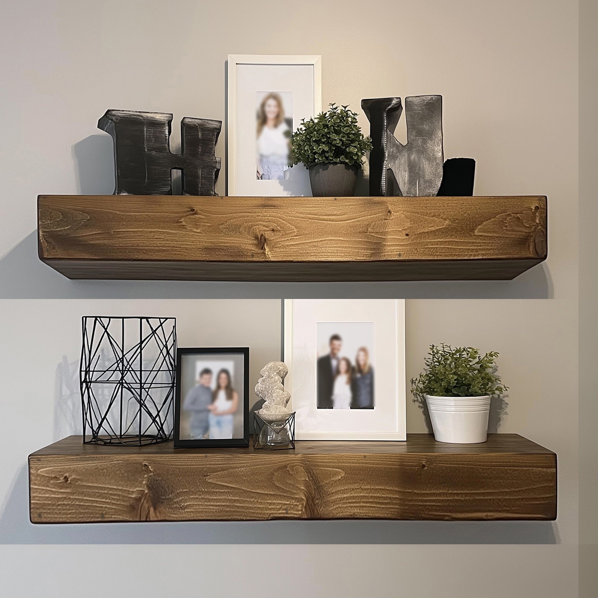 Prateleira de parede decorativa – 13 cm x 60 cm x 11 cm – Cor de madeira – Madeira