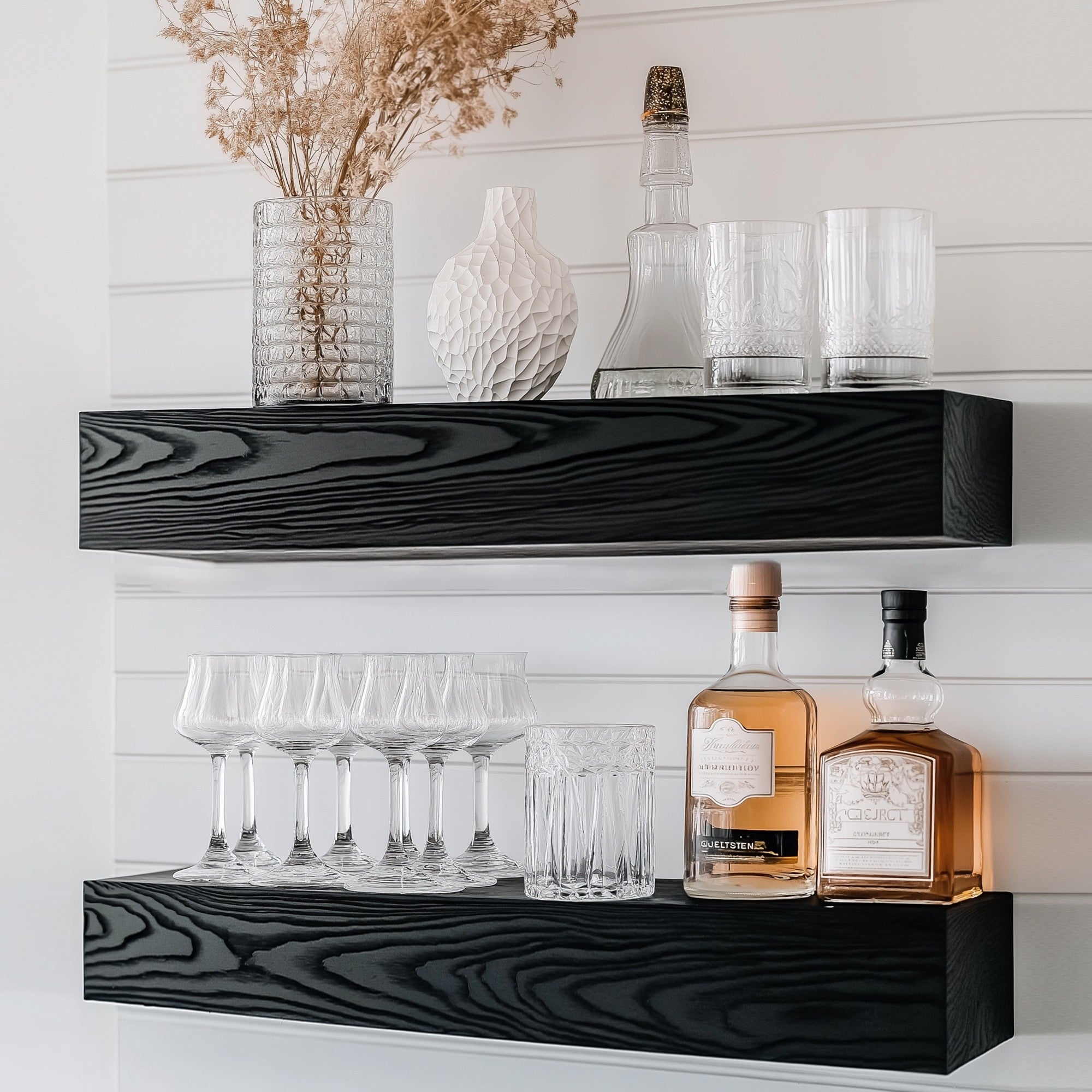 Prateleira de Parede Decorativa de Madeira – 60 cm altura – Preto – Madeira Maciça