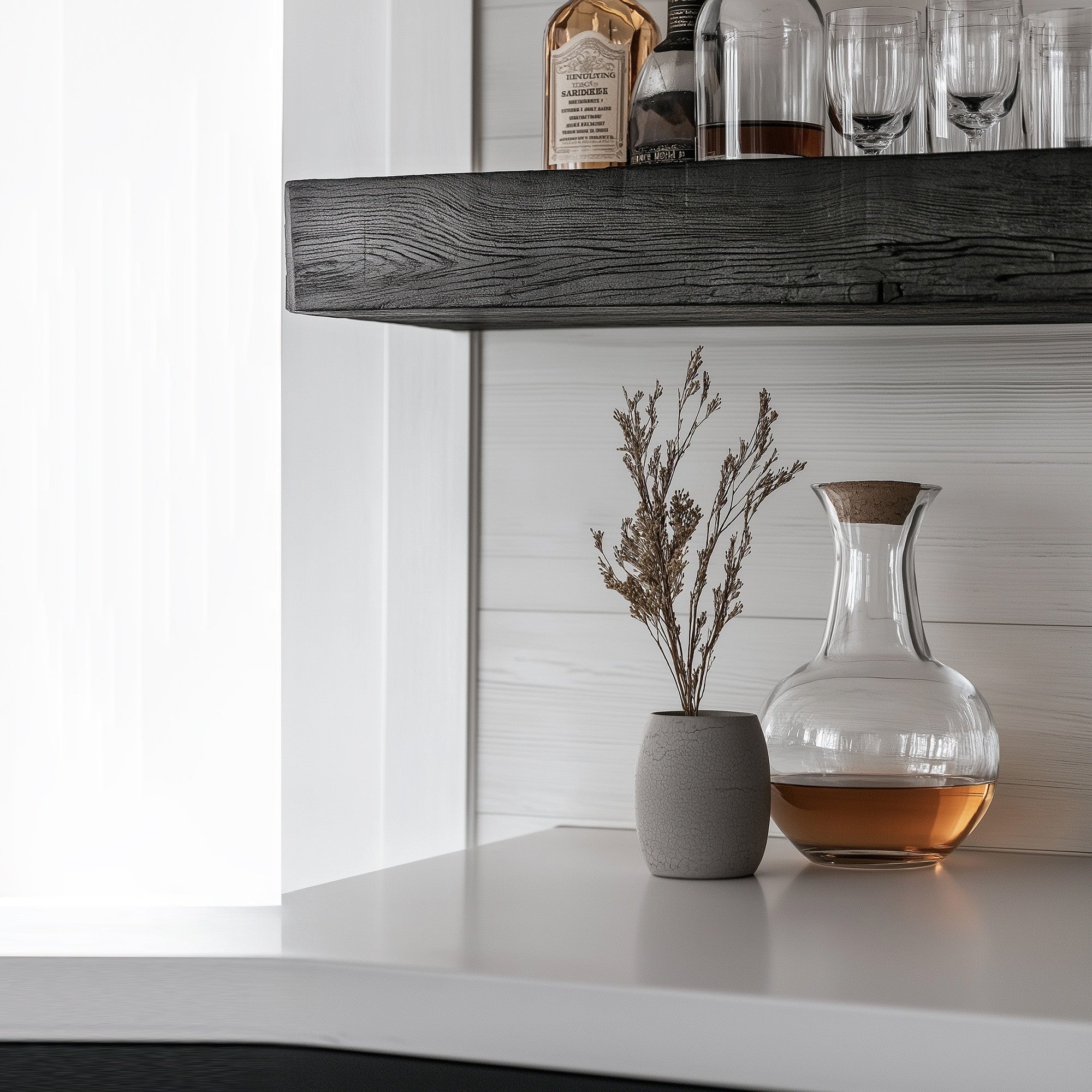 Prateleira de Parede Decorativa de Madeira – 60 cm altura – Preto – Madeira Maciça