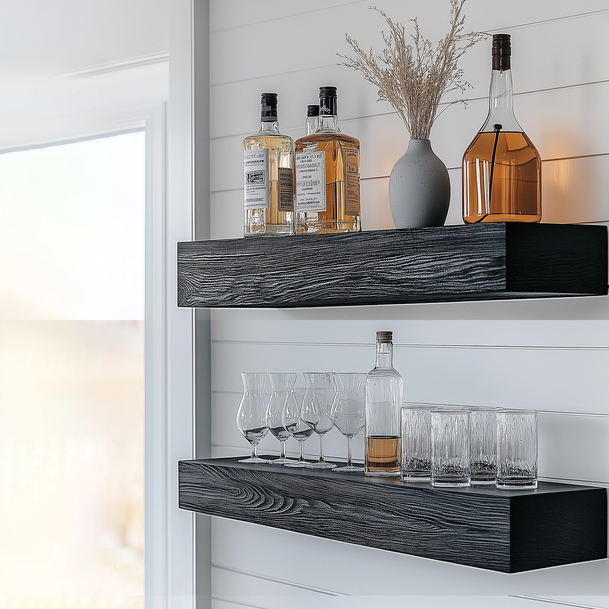 Prateleira de Parede Decorativa de Madeira – 60 cm altura – Preto – Madeira Maciça