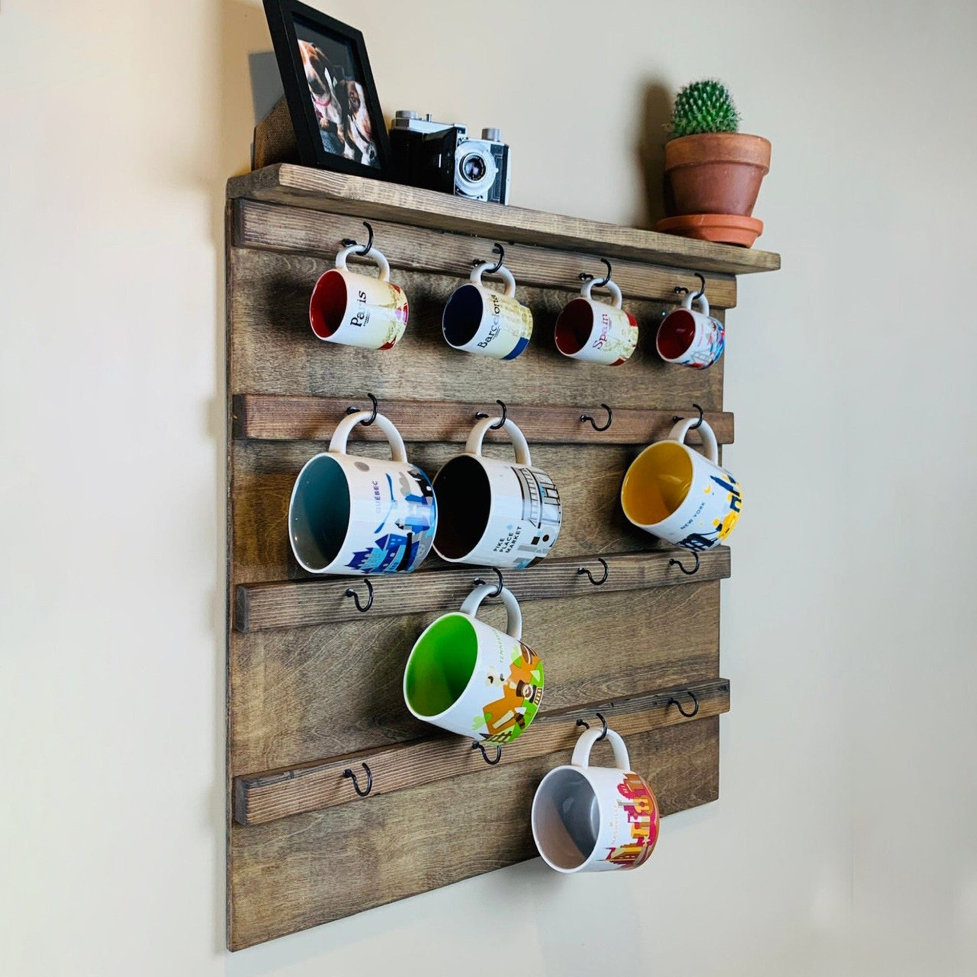 Prateleira de parede decorativa – 55 cm x 55 cm x 7 cm – Cor de madeira – Madeira compensada