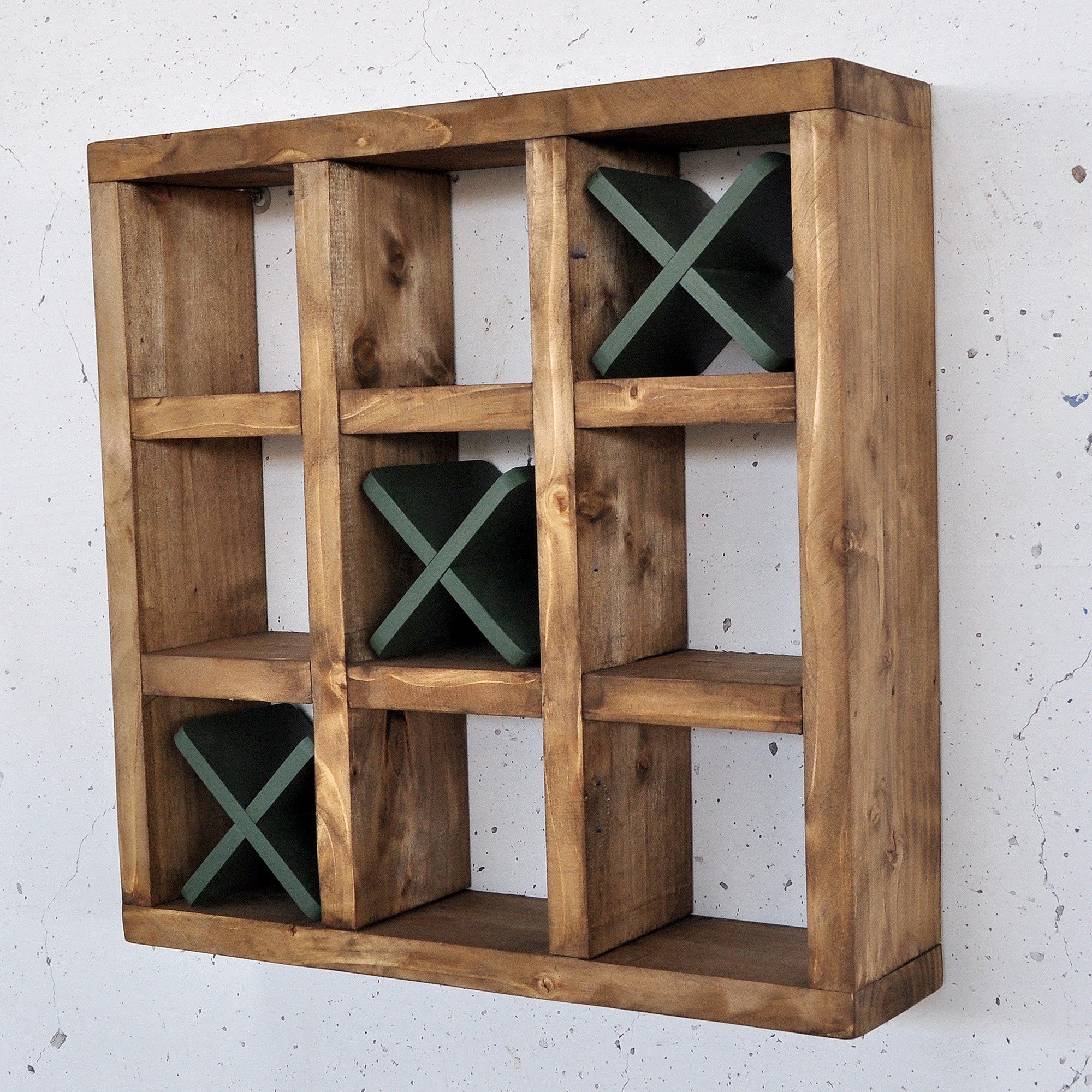 Prateleira de parede decorativa – 42,5 cm x 42,5 cm x 11 cm – cor de madeira – madeira maciça