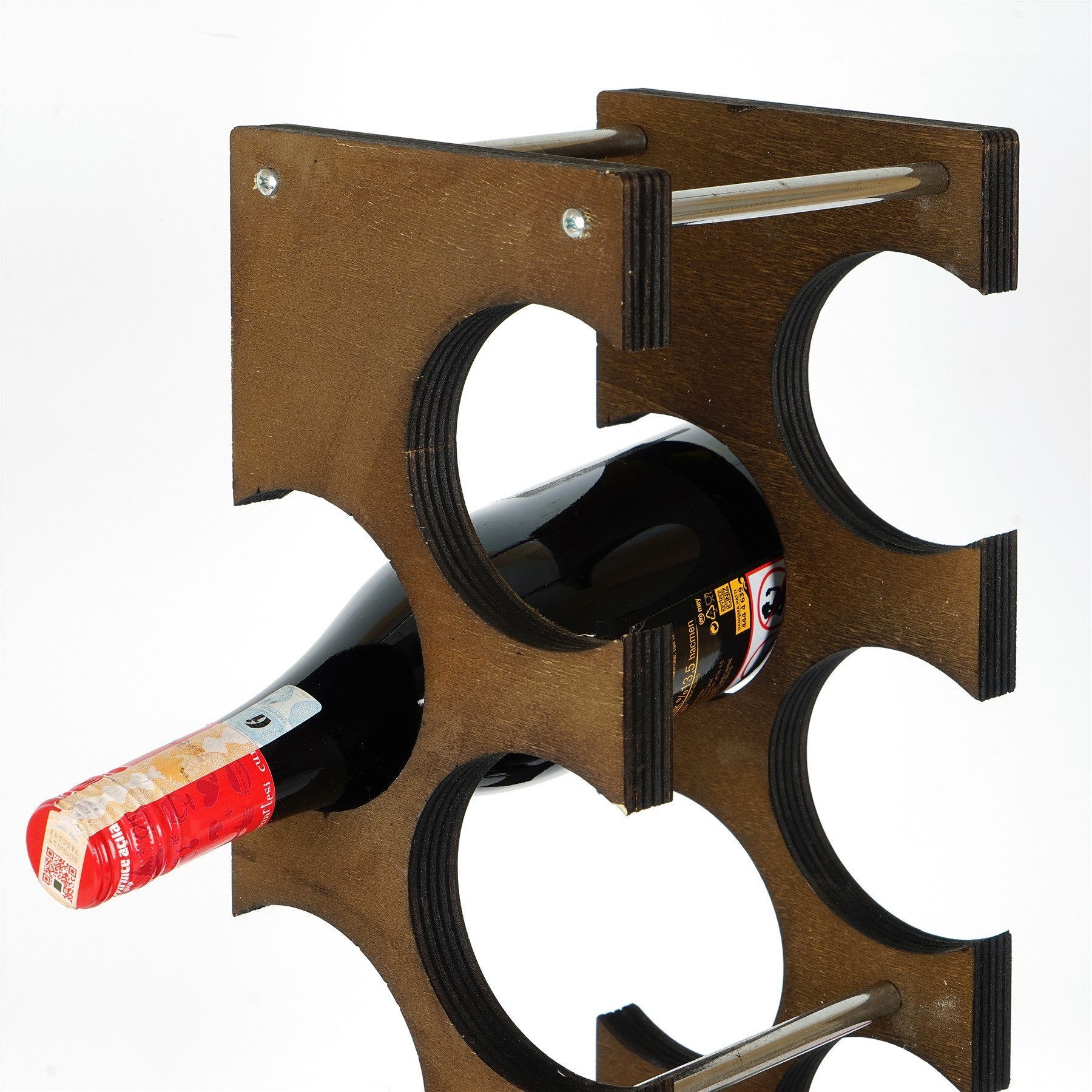 Garrafeira decorativa de madeira – 14 cm x 60 cm x 15 cm – Nogueira – Contraplacado