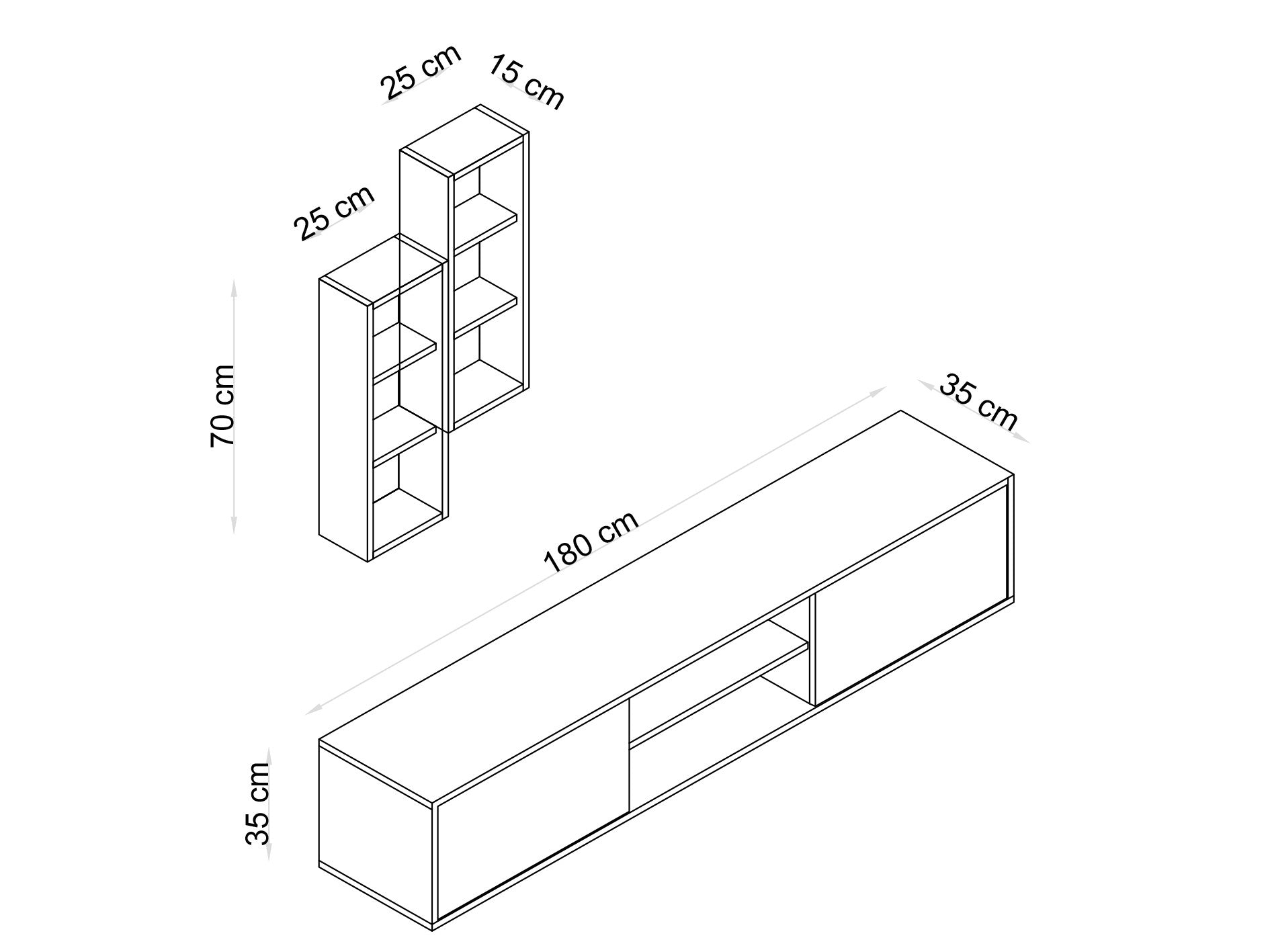 Móvel de TV – 180 cm x 35 cm x 35 cm – Carvalho Safira – MDF