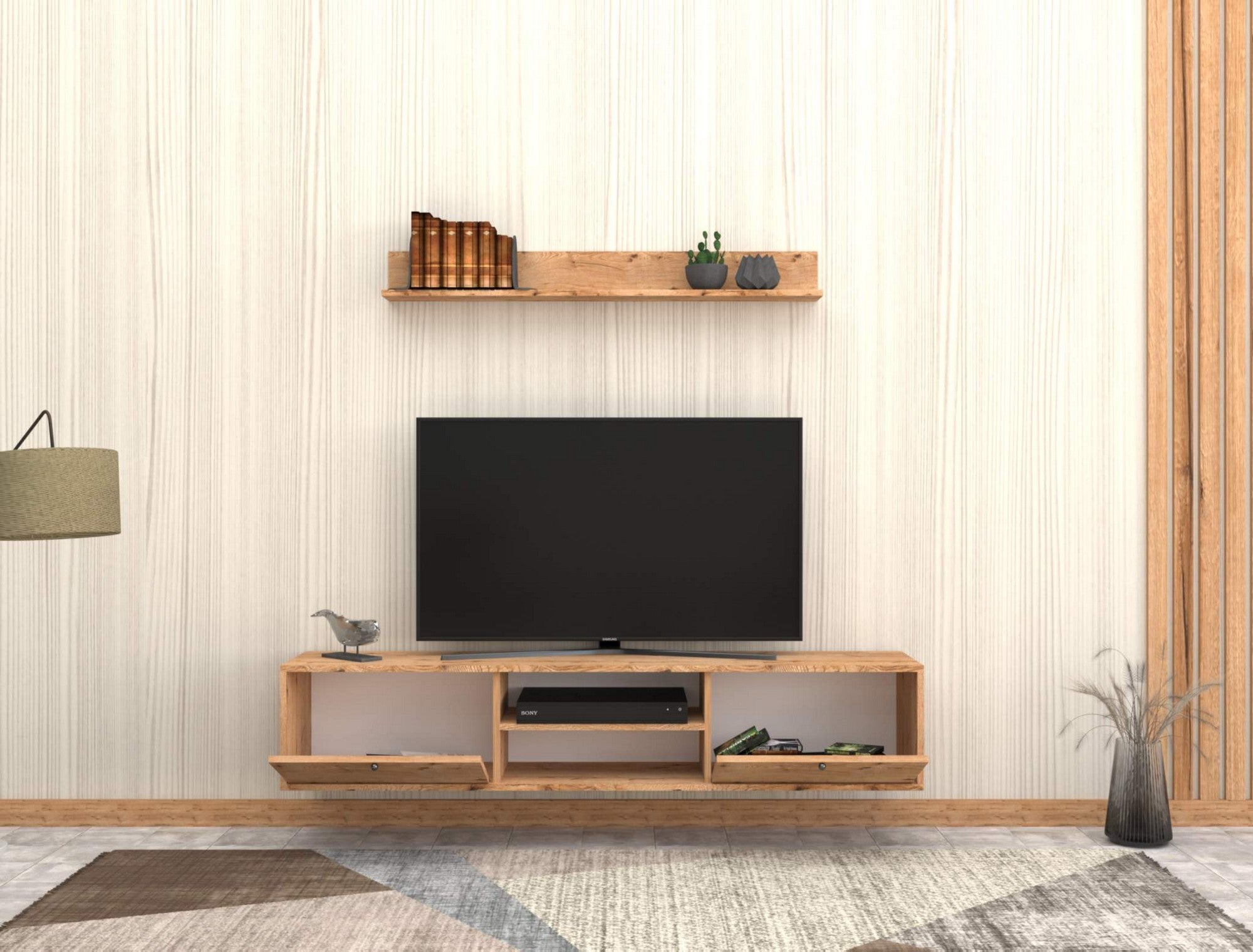 Estante para TV – 180 cm x 35 cm x 35 cm – Carvalho Safira – MDF