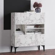 Aparador em mármore de Carrara – 100 cm x 35 cm x 125 cm – mármore de Carrara – painel de partículas revestido a melamina