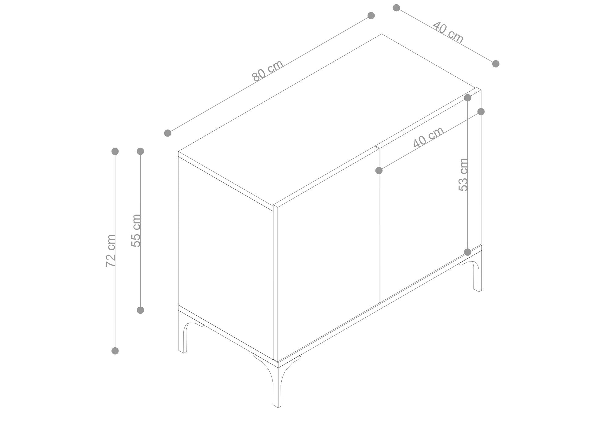 Aparador de painel de partículas – 80 cm x 72 cm x 40 cm – Carvalho Safira – Melamina