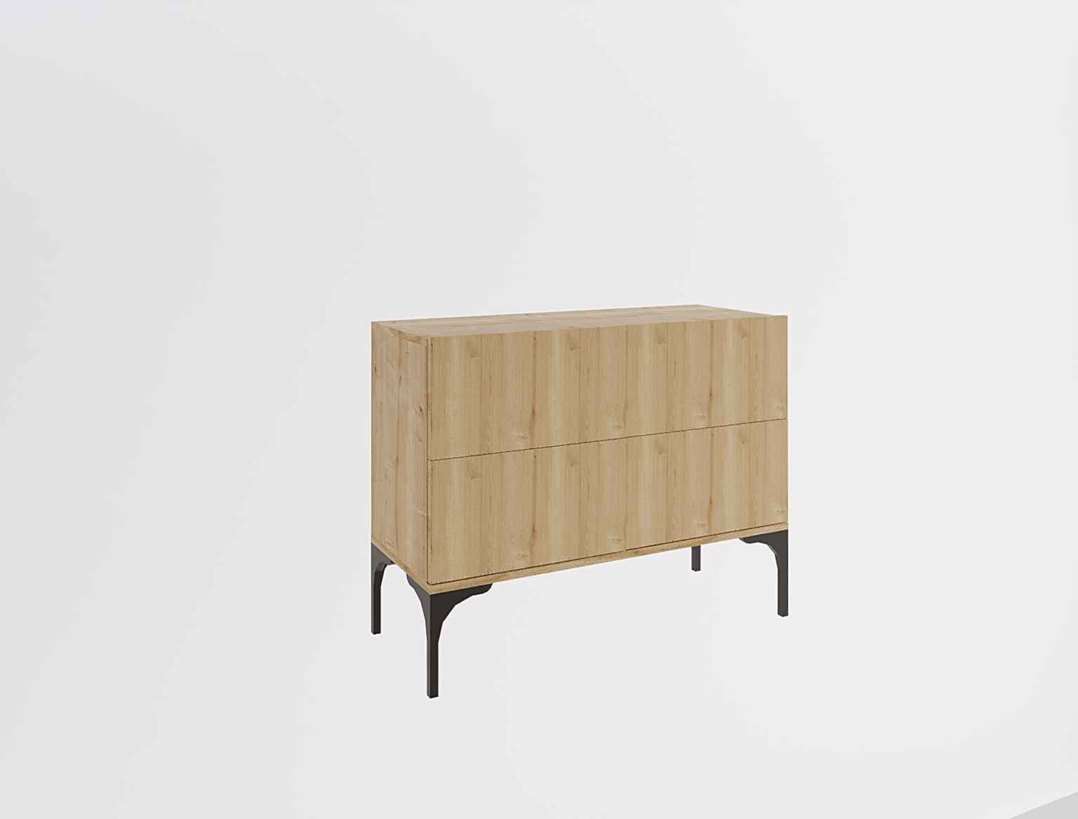 Aparador em painel de partículas revestido a melamina – 100 cm x 72 cm x 40 cm – Carvalho safira