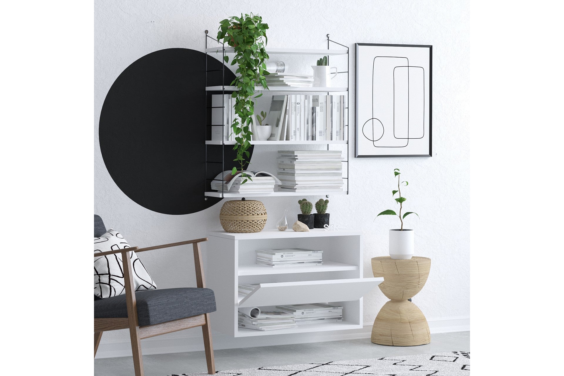 Prateleira de parede – 72cm x 85cm x 20cm – Branco – MDF