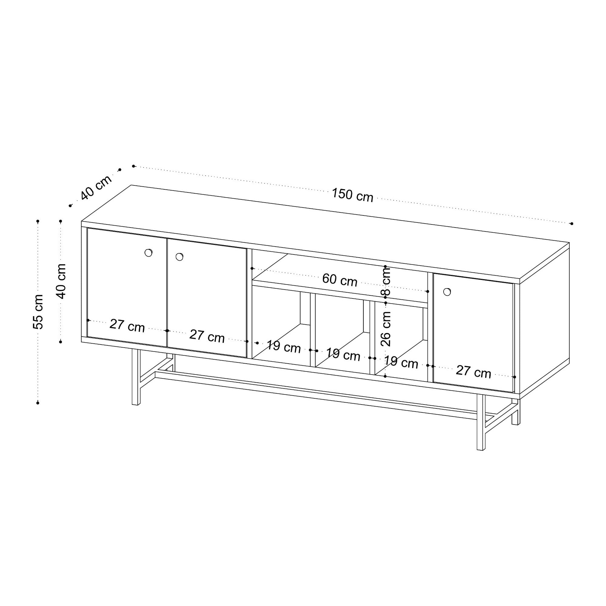 Móvel de TV – 150cm x 55cm x 40cm – Carvalho Safira – MDF