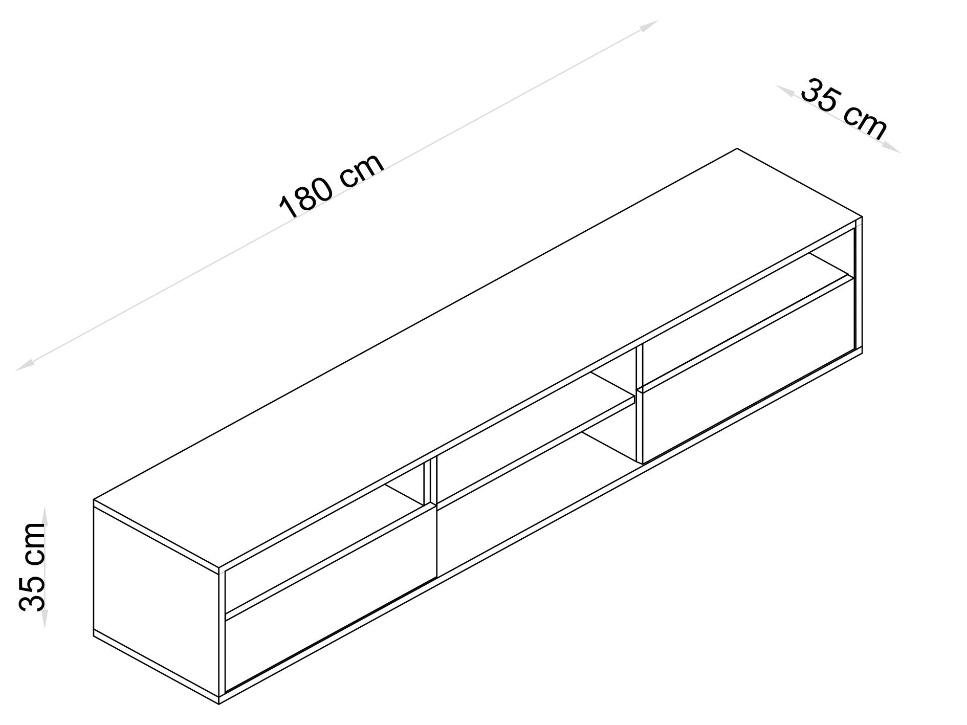 Móvel de TV – 180 cm x 35 cm x 35 cm – Carvalho Safira – MDF