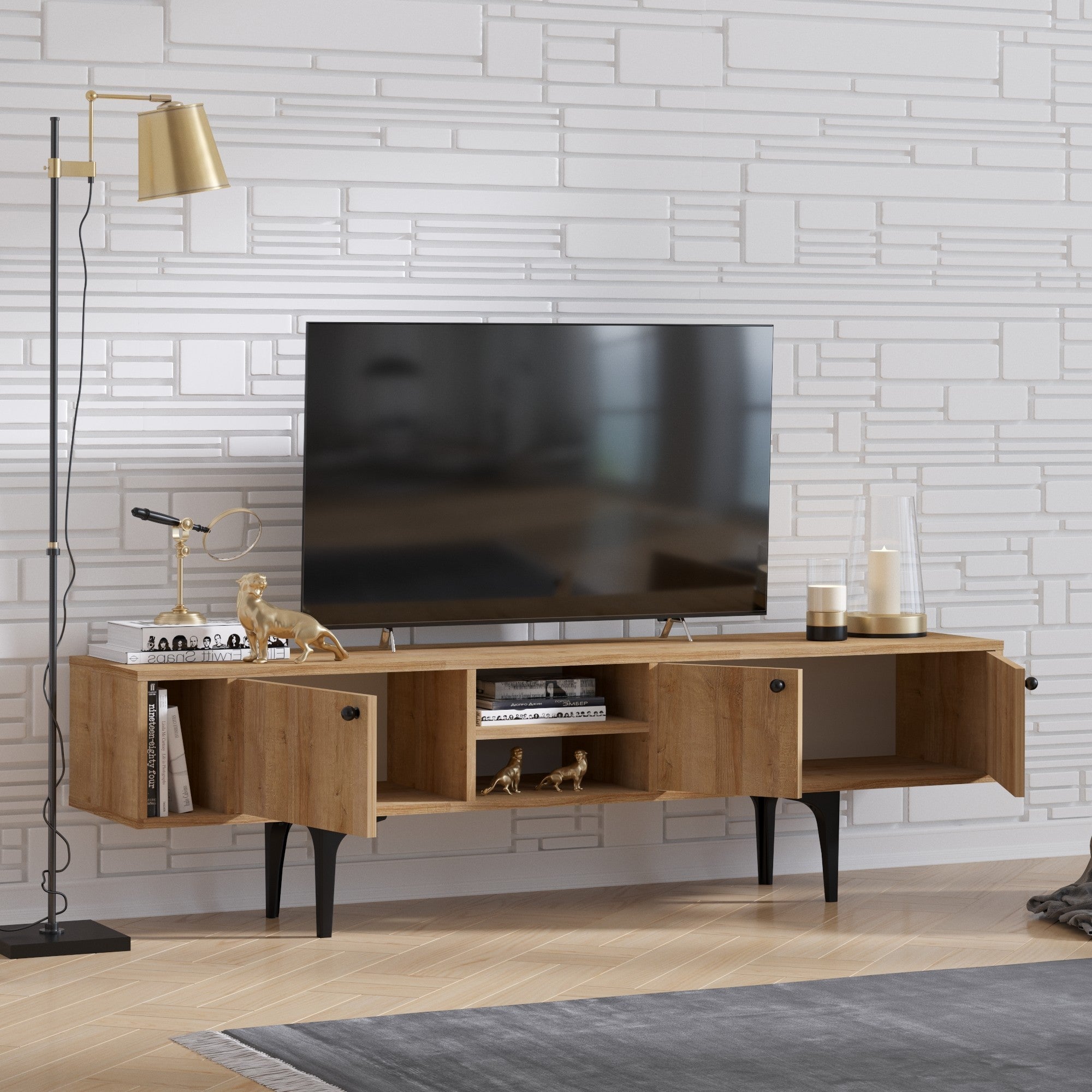 Móvel de TV – 180cm x 55cm x 40cm – Carvalho Safira – MDF