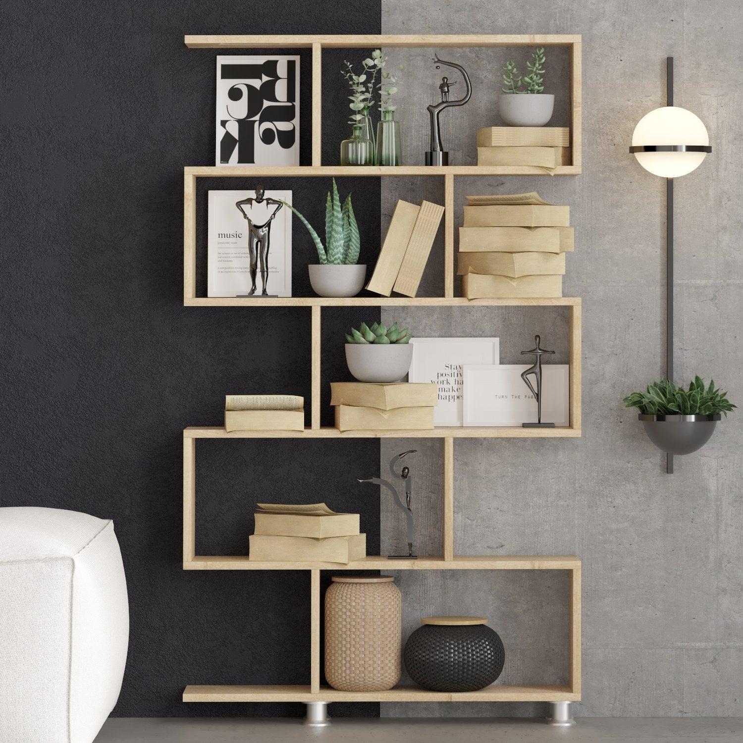 Estante moderna – 90 x 20 x 156 cm – Carvalho – Painel de partículas revestido a melamina