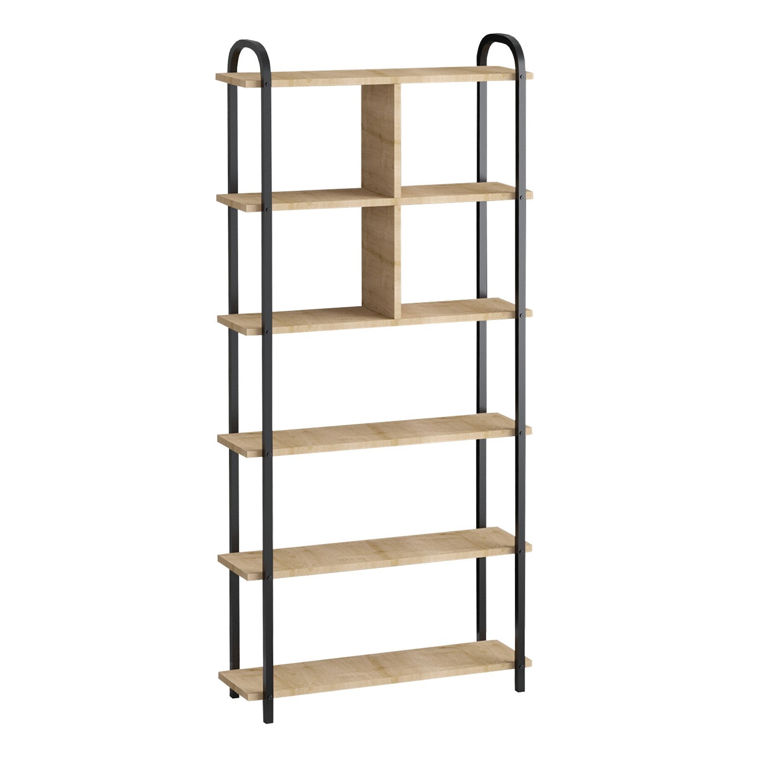 Estante de Livros – 78cm x 170cm x 22cm – Carvalho Safira e Preto – MDF