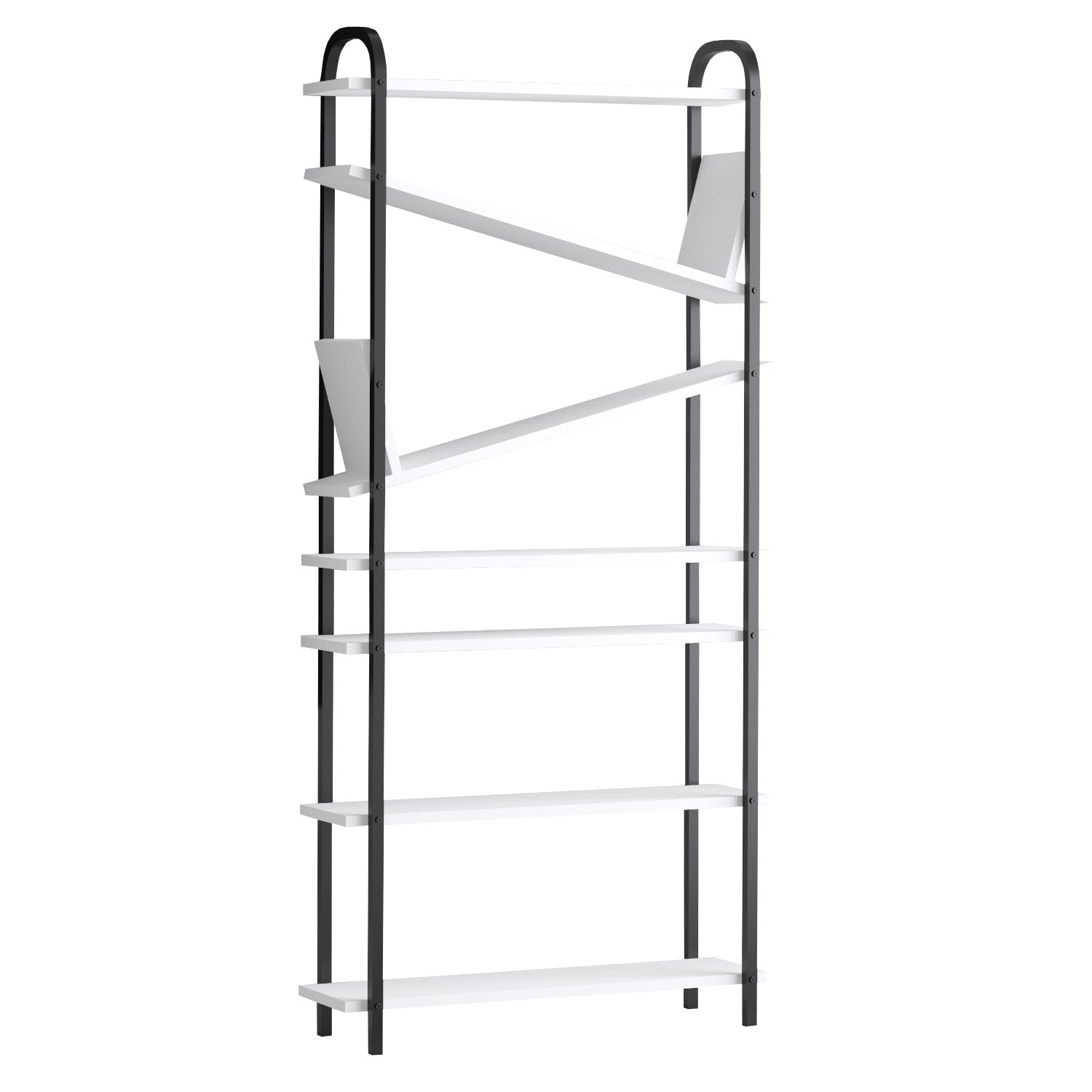 Estante de livros – 78cm x 170cm x 22cm – Preto e Branco – Madeira aglomerada