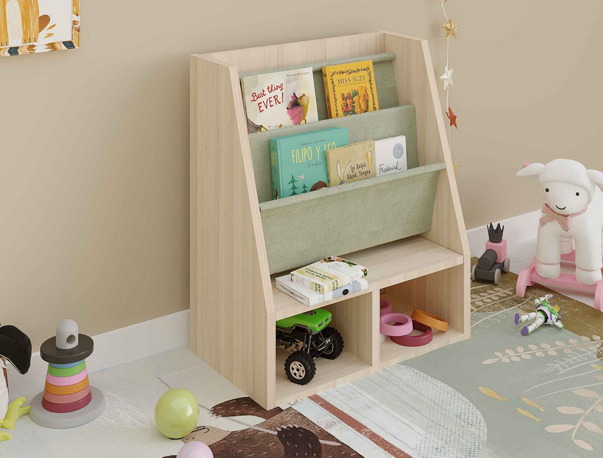 Estante de livros – 64 cm x 90 cm x 28 cm – Carvalho Safira – Painel de Partículas Revestido de Melamina