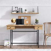 Secretária de Estudo – 120 cm x 74 cm x 60 cm – Carvalho Safira e Preto – MDF com melamina